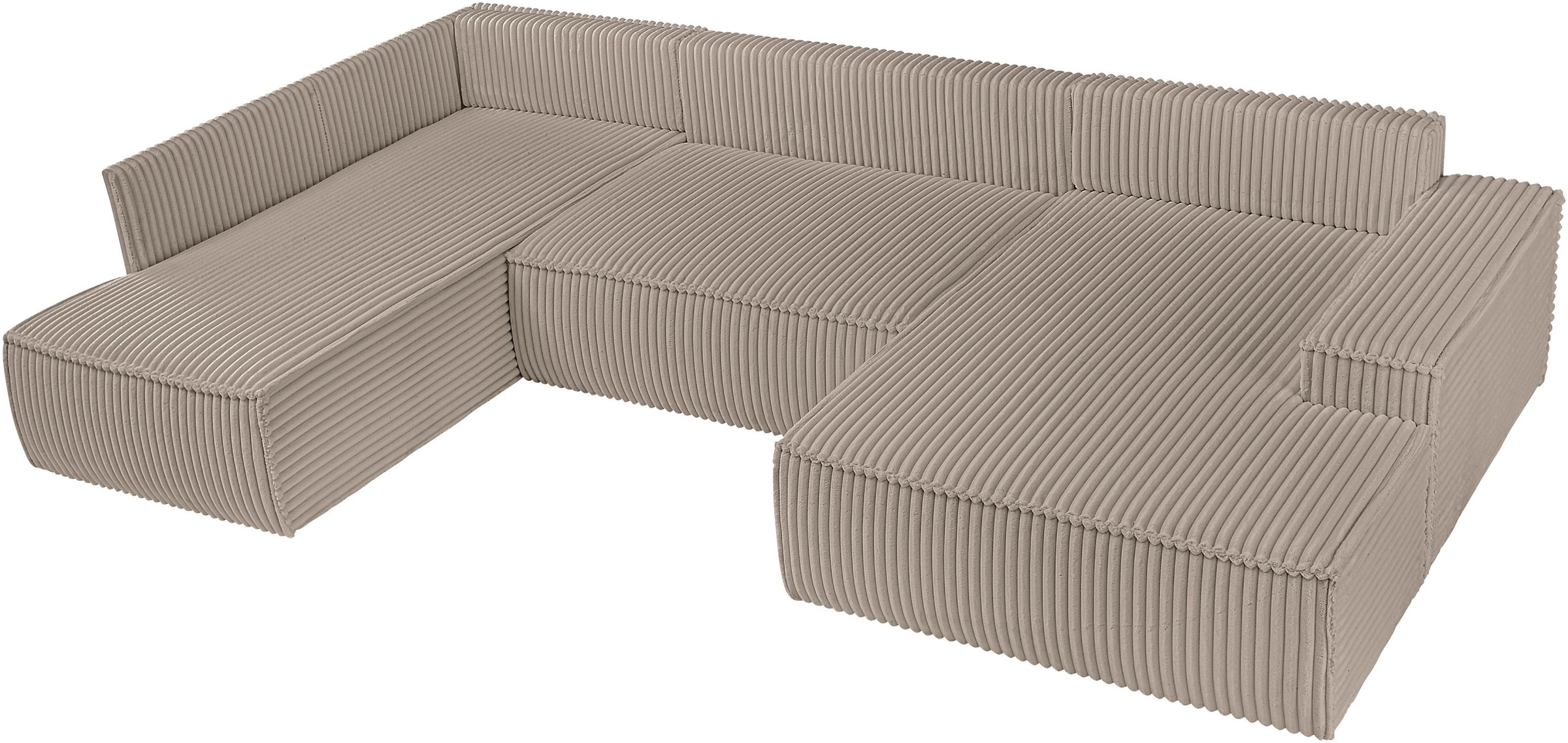 andas Wohnlandschaft »FINNLEY U-Form XXL 329 cm, Schlafsofa, Schlaffunktion m. Bettkasten«, (194/139 cm), Bouclé, Struktur und Cord