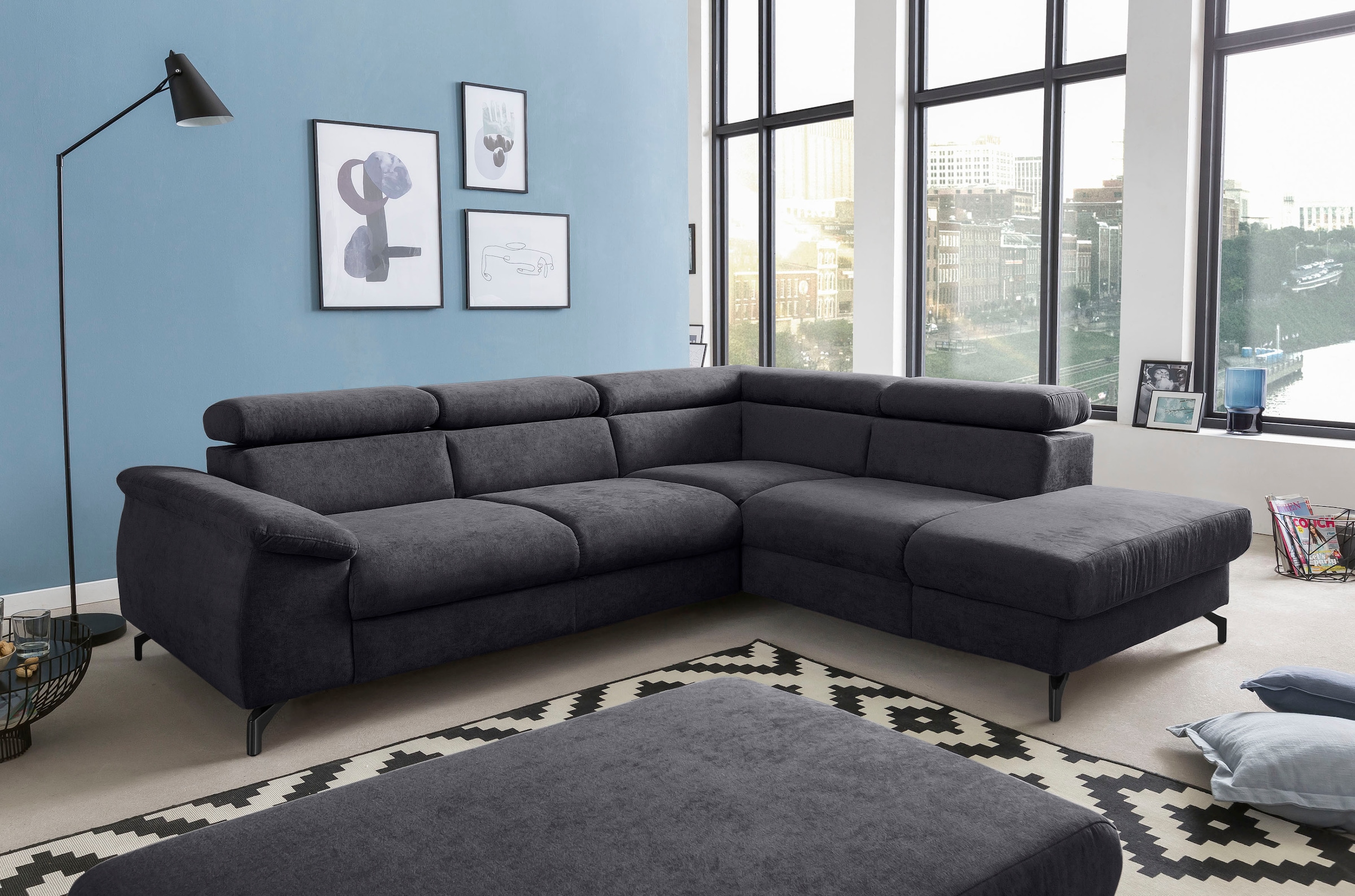 COTTA Ecksofa »Komaris L-Form«, mit Kopfteilverstellung, wahlweise mit Bettfunktion & Bettkasten