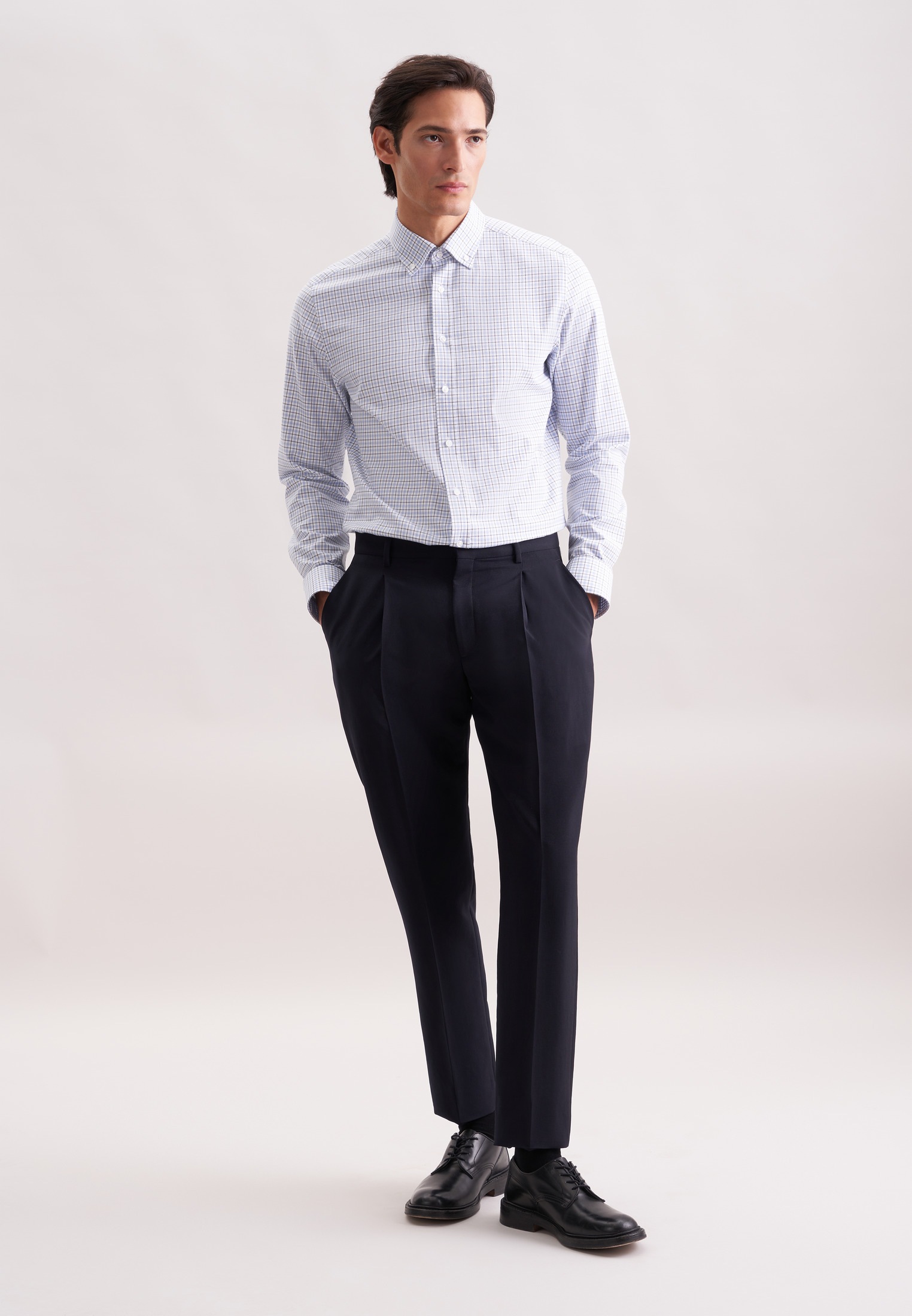 seidensticker Flanellhemd »Schwarze Rose« Slim 1/1 Button-Down-Kragen Karo