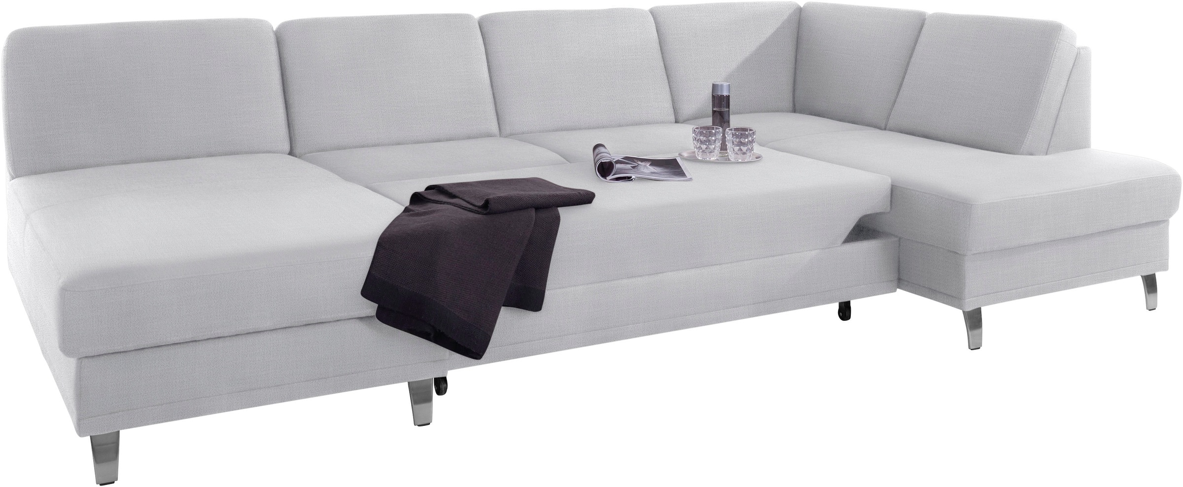sit&more Wohnlandschaft »Clio U-Form«, wahlweise mit Bettfunktion und Bettkasten, inklusive Federkern