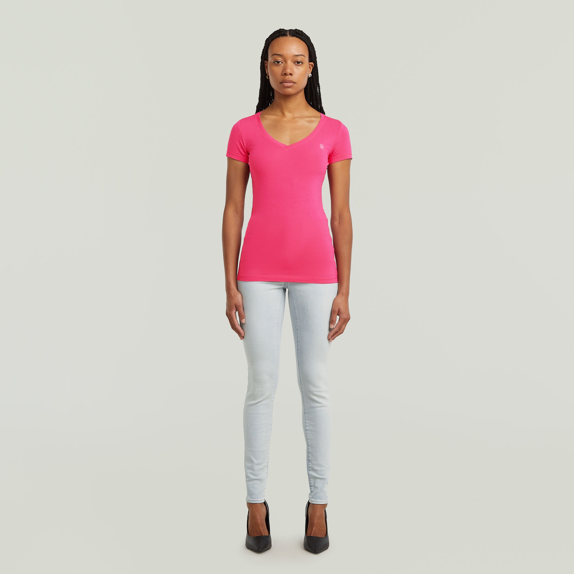 G-STAR V-Shirt »Base v t wmn cap sl«, mit kleinem Logodruck vorne