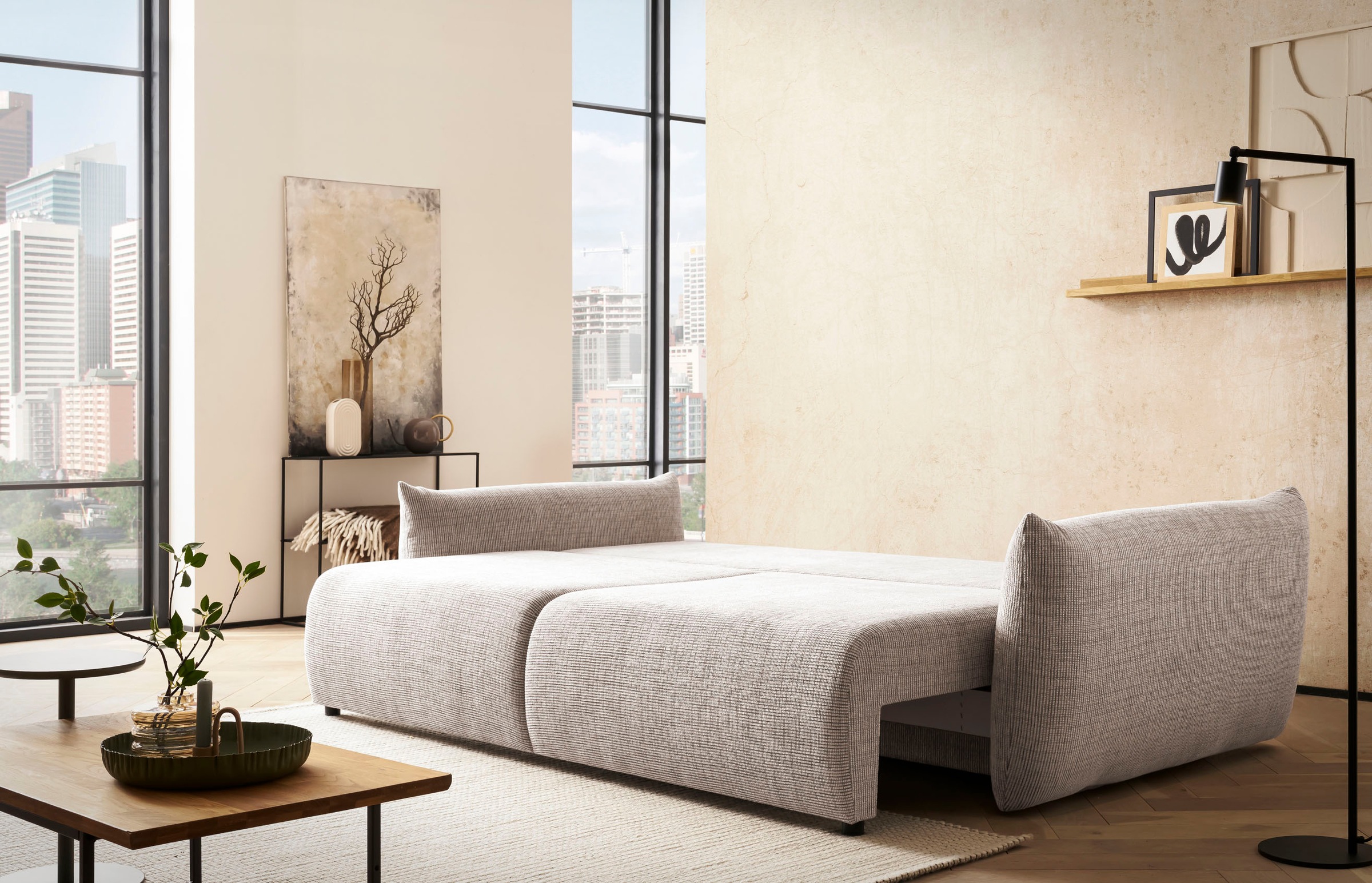 INOSIGN 3-Sitzer »MAVAS Schlafsofa mit Bettkasten«, ca.240/108cm (Liegefläche 212/145 cm), Cord, Chenille, Struktur
