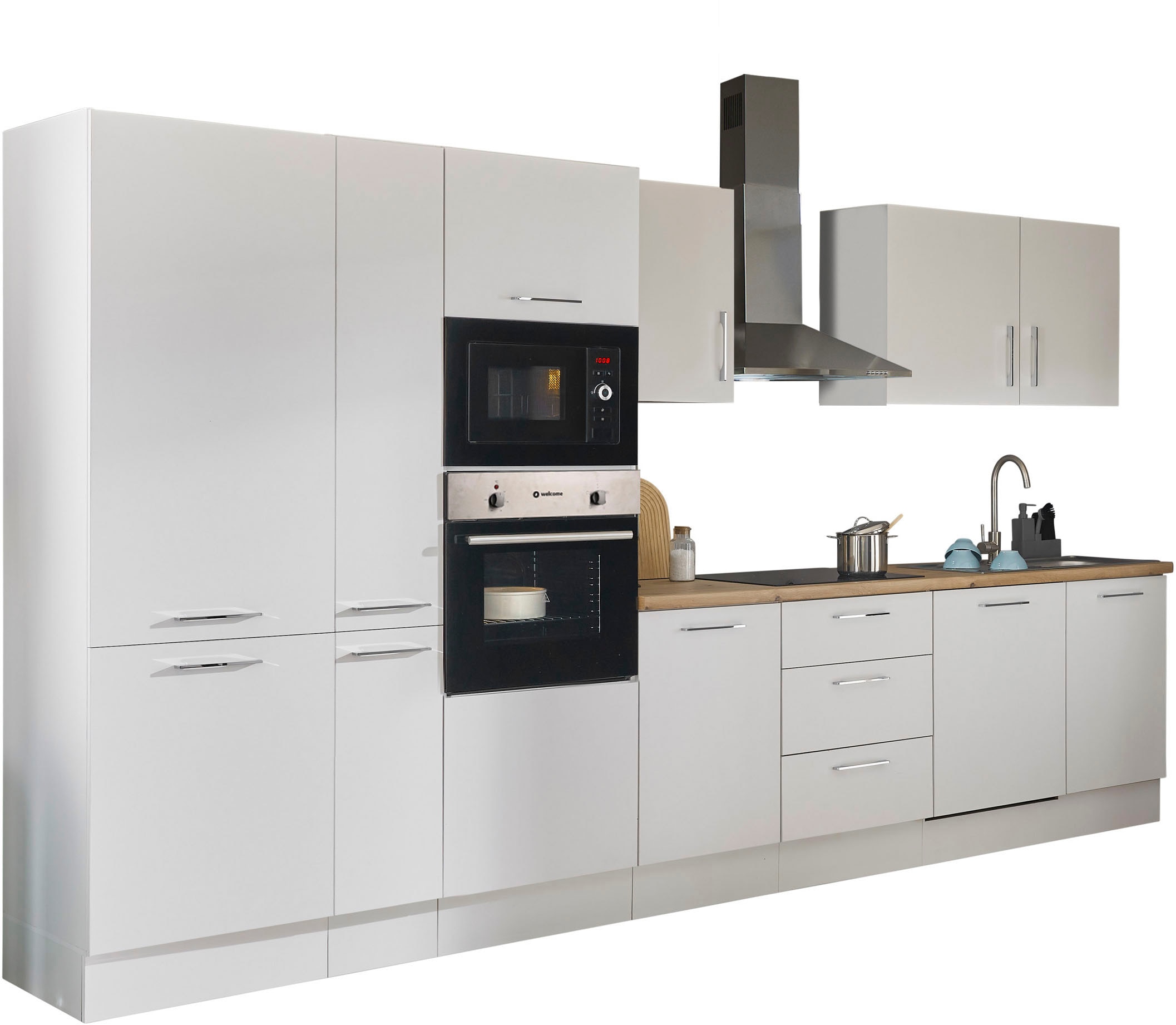 BASIC by Balculina Küchenzeile »Turin«, Breite 370 cm, wahlweise mit E-Geräten