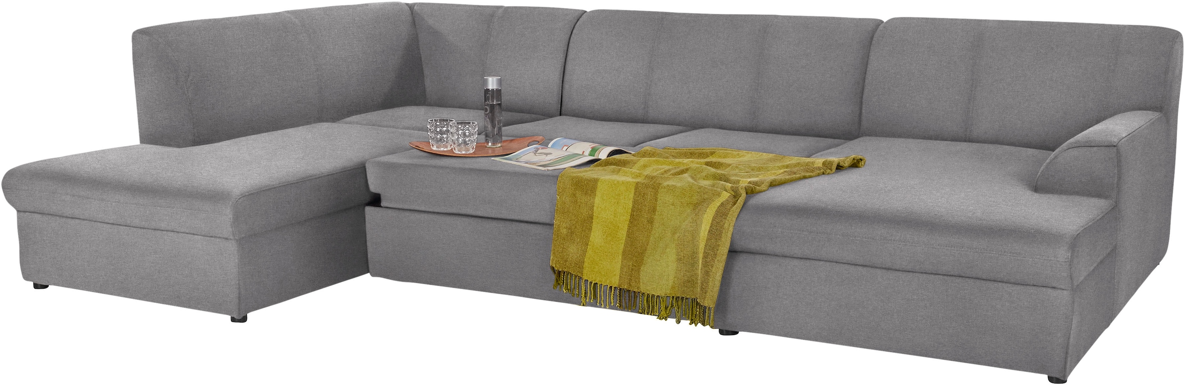 DOMO collection Wohnlandschaft »Topper, elegant und zeitlos, komfortabel, U-Form«, wahlweise mit Bettfunktion