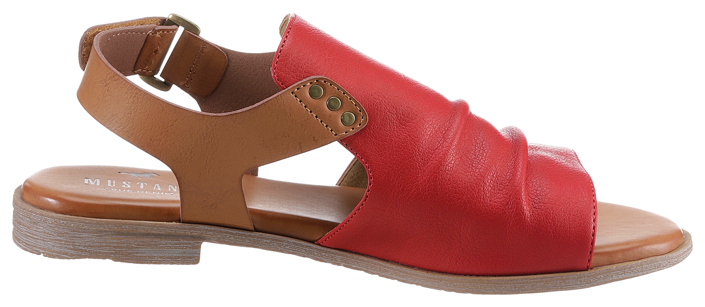 Mustang Shoes Riemchensandale, Sommerschuh, Sandalette, Blockabsatz, mit Klettverschluss