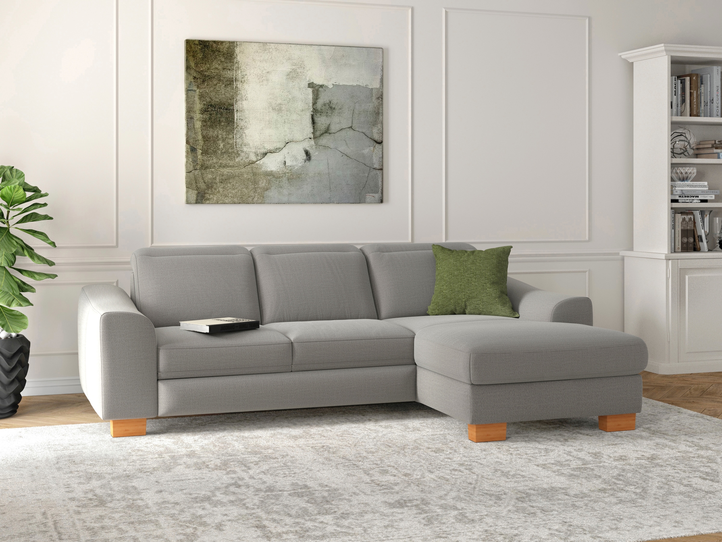 sit&more Ecksofa »Dundee L-Form« mit Federkern und Massivholzfüßen, wahlweise mit Kopfteilverstellung