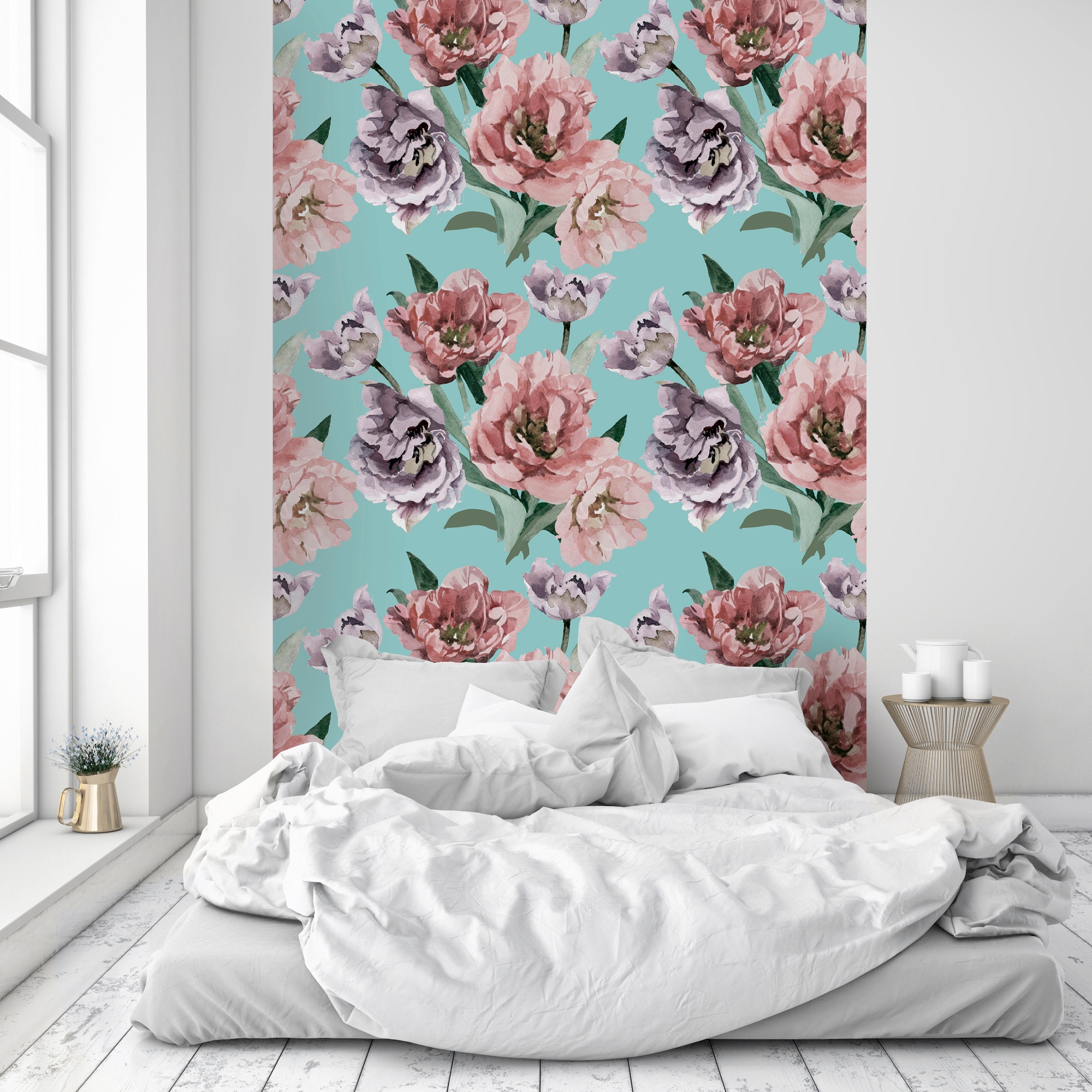 queence Vinyltapete »Fenja«, bedruckt-Motiv-botanisch-floral-gemustert-natürlich, 90x250cm, selbstklebend, kinderleichte Anbringung, Sticker