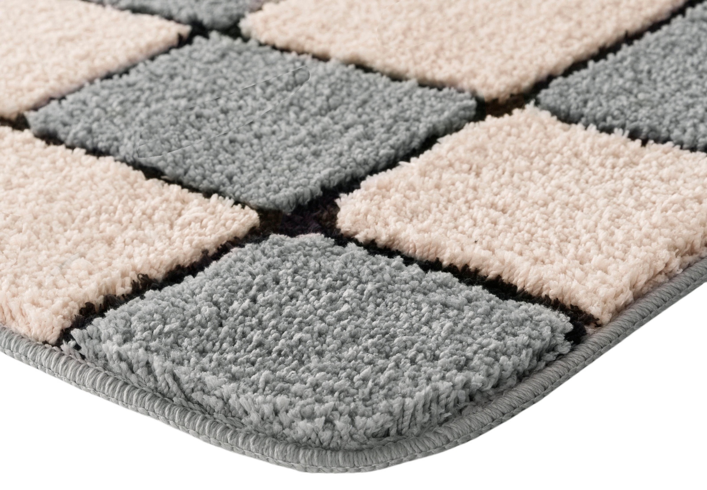 my home Badematte »Melli«, rutschhemmend beschichtet, fußbodenheizungsgeeignet, Badteppich, mit Muster, karierte Badematte