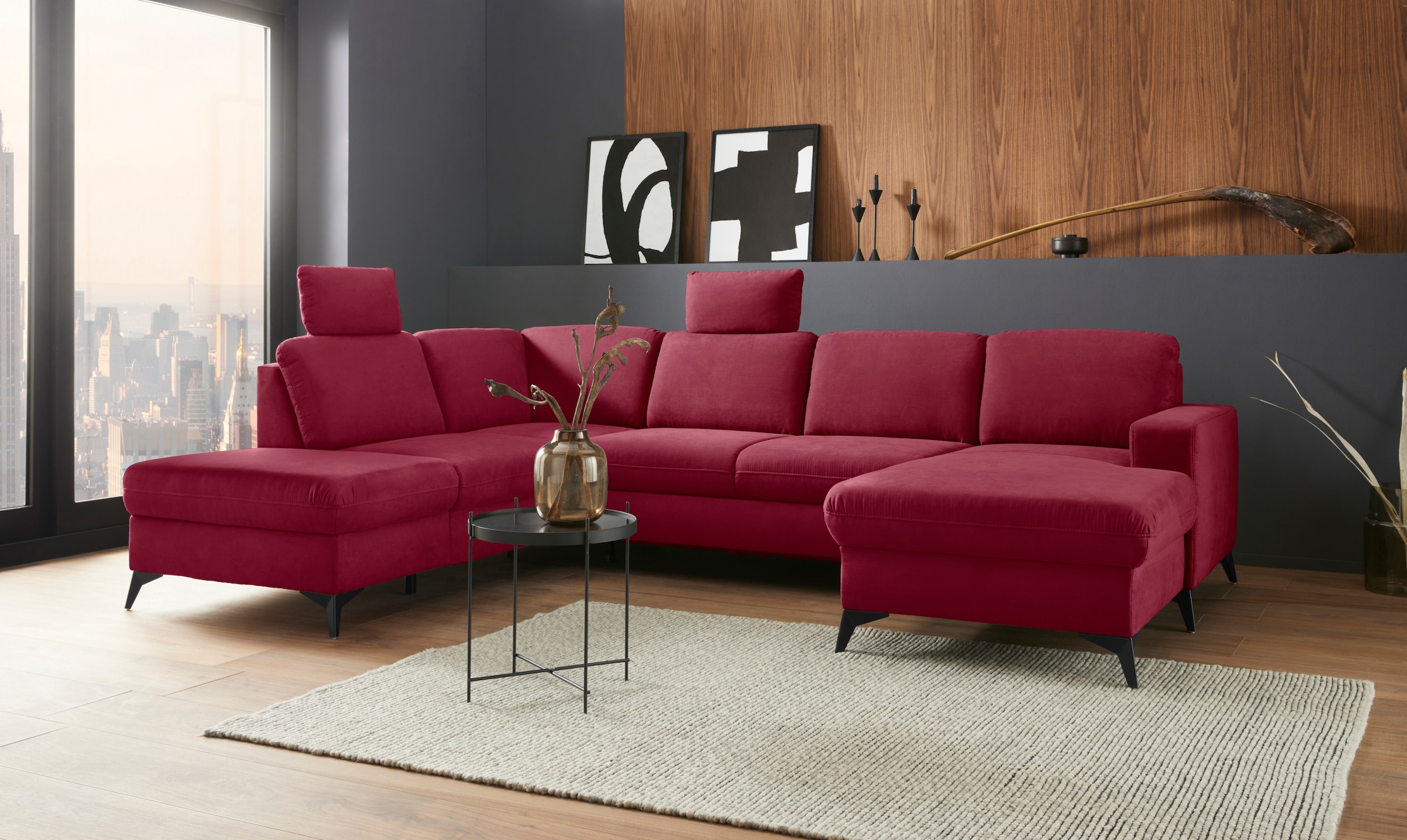 PLACES OF STYLE Wohnlandschaft »Lolland U-Form« Wahlweise mit Bettfunktion günstig online kaufen