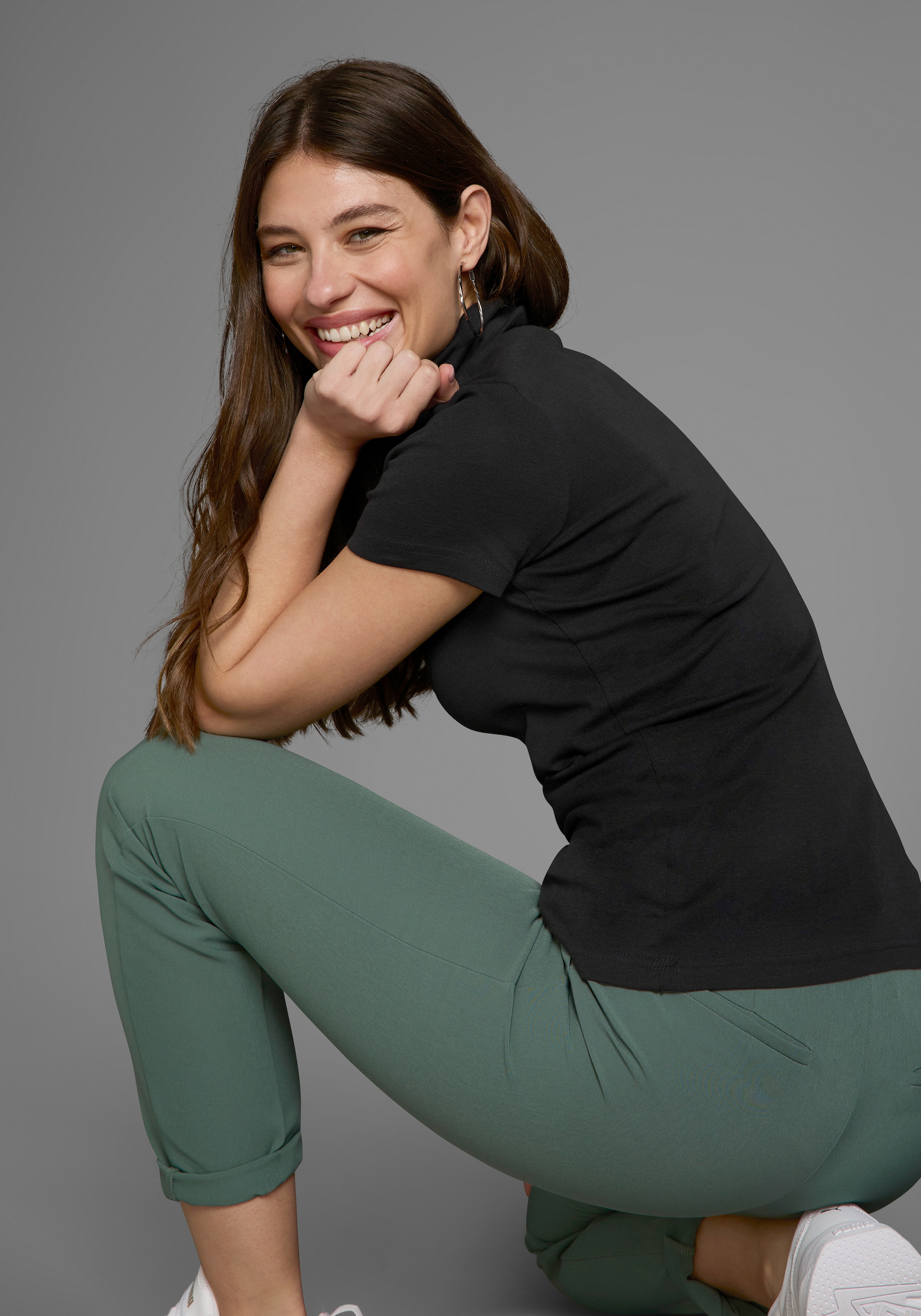 Flashlights Rollkragenshirt figurbetont,  Basic-Stil,  Rollkragen,  aus 100% Baumwolle,  elastisch