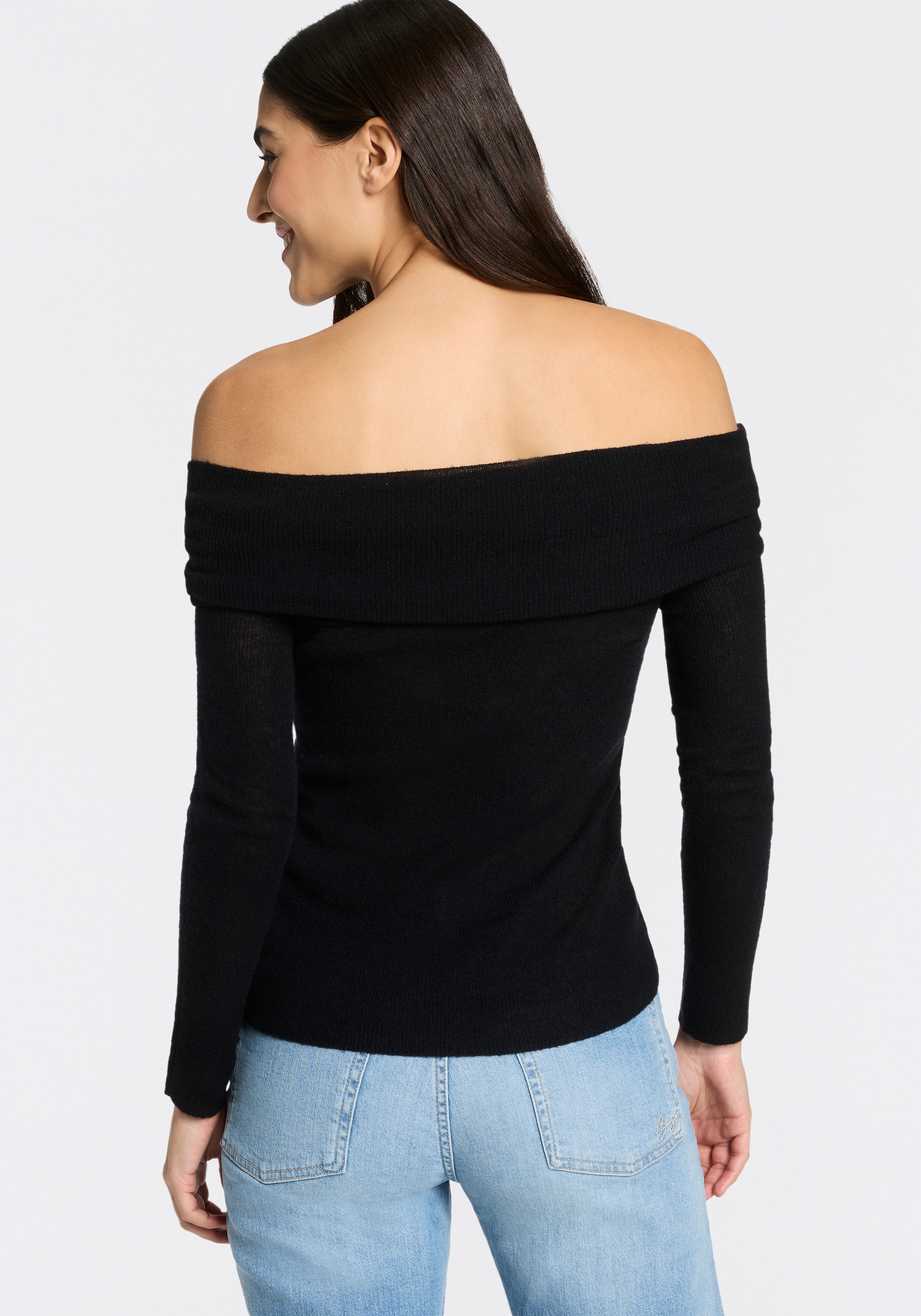 BOSS ORANGE Carmenpullover »Falmon Premium Damenmode« schulterfrei mit umgeschlagenem Ausschnitt