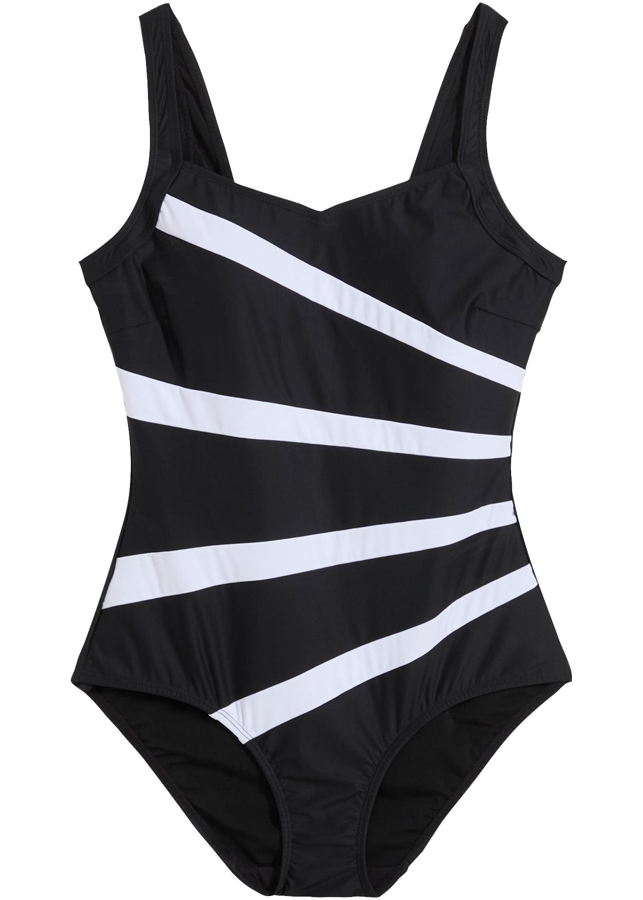 bonprix Badeanzug mit V-Ausschnitt, sportlicher Stil, elastisches Material