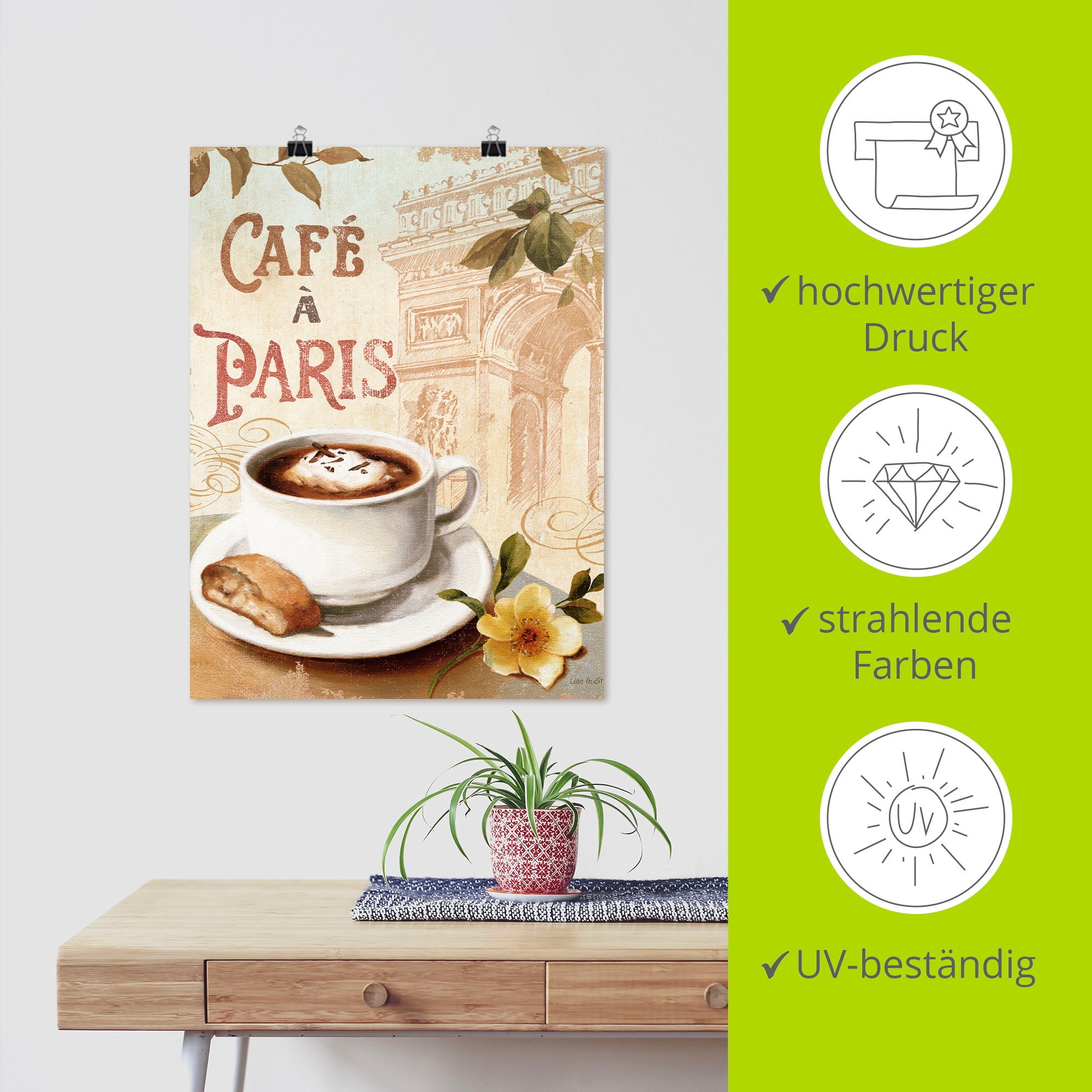 Artland Wandbild »Kaffee in Europa I«, Getränke, (1 St.), als Poster, Wandaufkleber in verschied. Größen