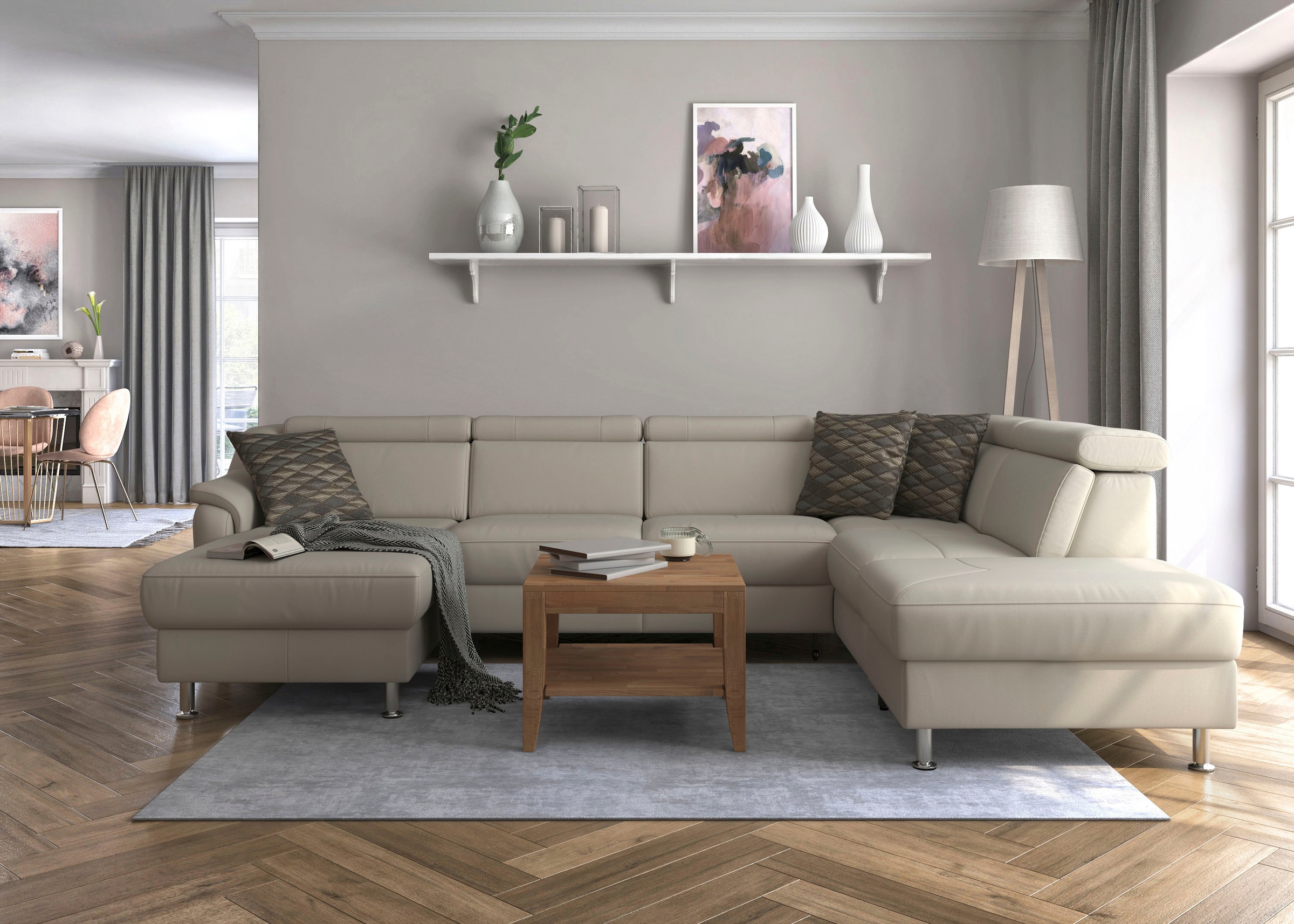 sit&more Wohnlandschaft »Freetown U-Form« Kopfteilverstellung und Federkern, wahlweise mit Bettfunktion