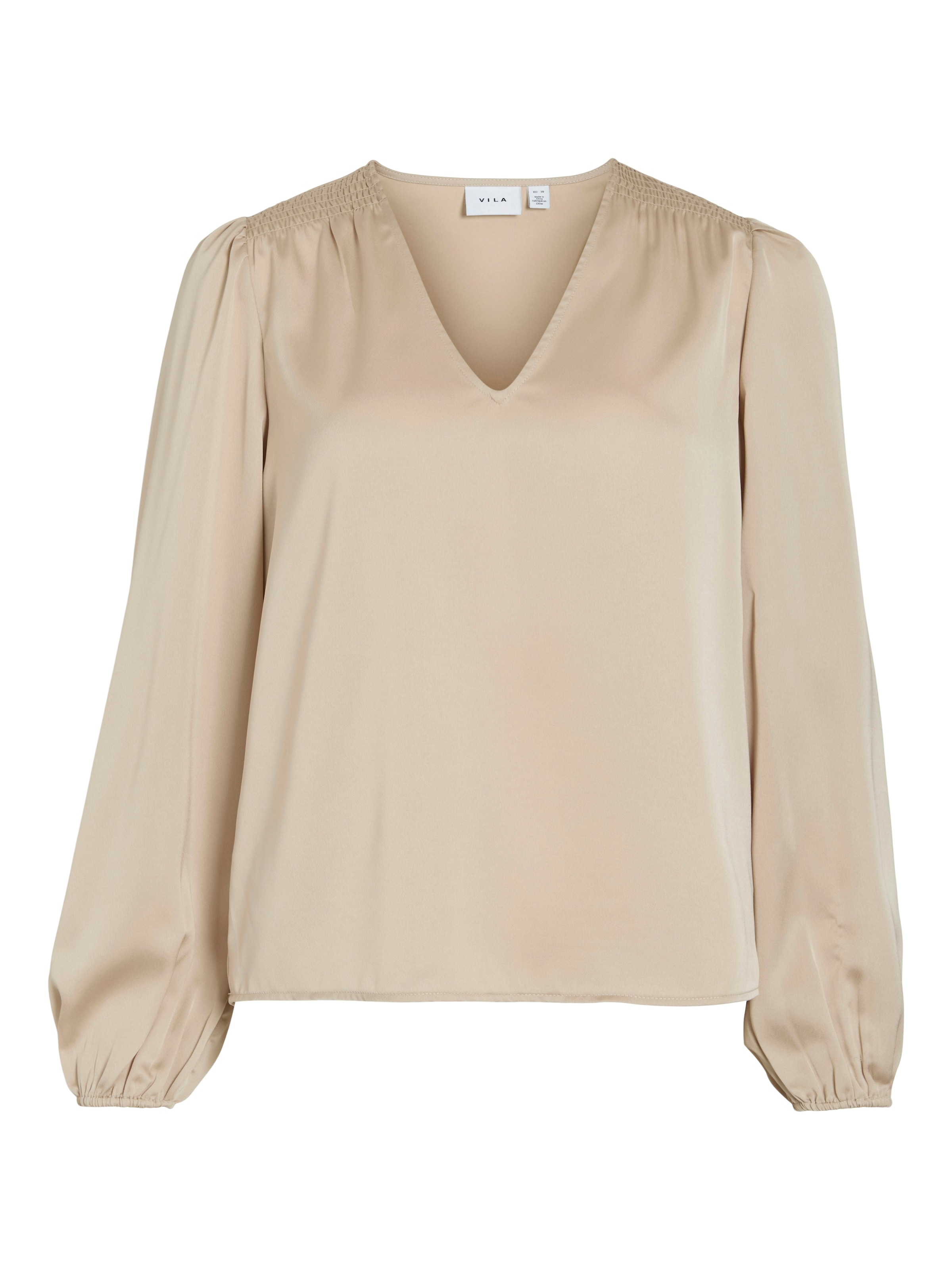 Vila Langarmshirt »VIELLETTE L/S SMOCK SATIN TOP - NOOS«