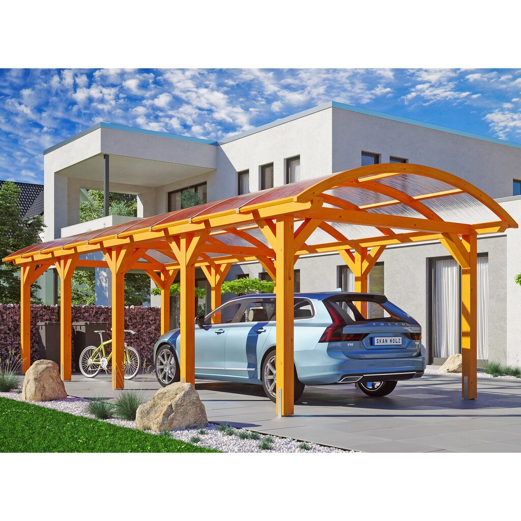 Skanholz Einzelcarport »Franken«, Leimholz-Nordisches Fichtenholz, 300 cm, hellbraun