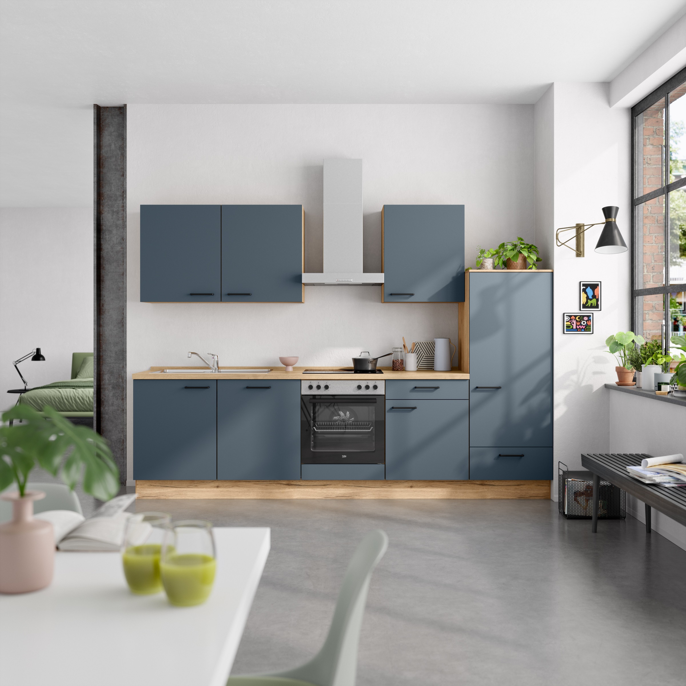 nobilia® Küchenzeile »"Easytouch I"« vormontiert, Ausrichtung wählbar, Breite 300 cm, wahlw. mit E-Geräten