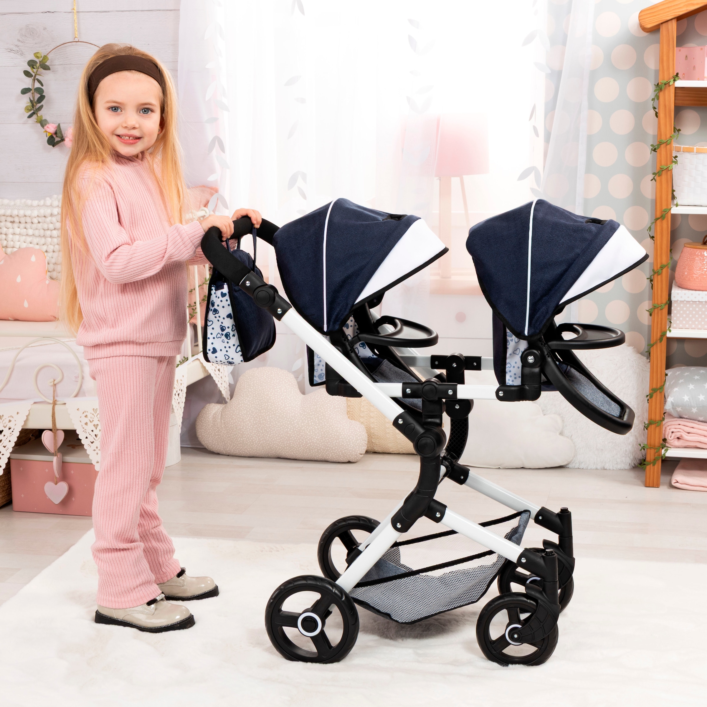 Bayer Puppen-Zwillingsbuggy »Twin Neo« mit Wickeltasche
