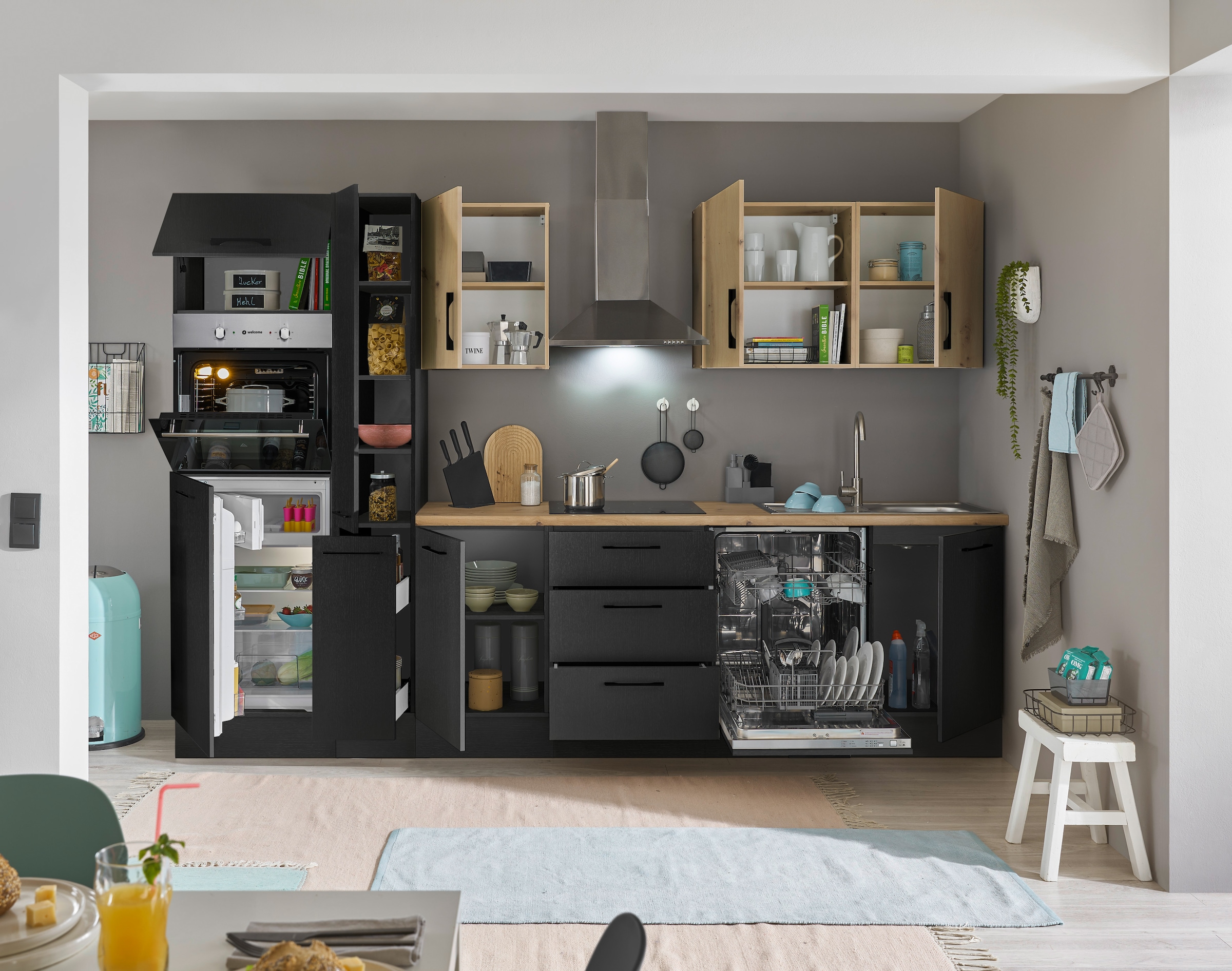 BASIC by Balculina Küchenzeile »Turin«, Breite 310 cm, wahlweise mit E-Geräten