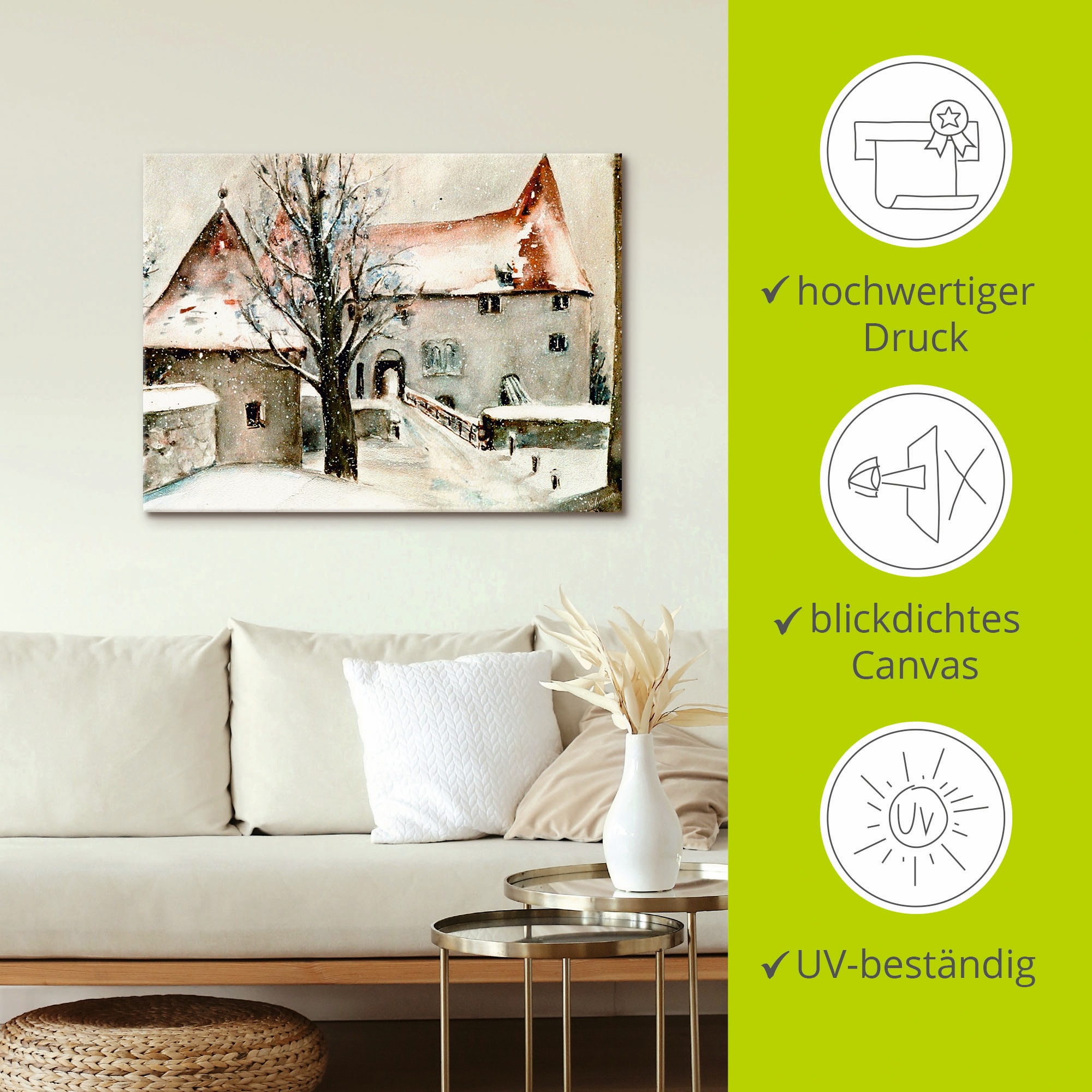 Artland Wandbild »Winter auf der Burg«, Gebäude, (1 St.), als Leinwandbild, Poster, Wandaufkleber in verschied. Größen