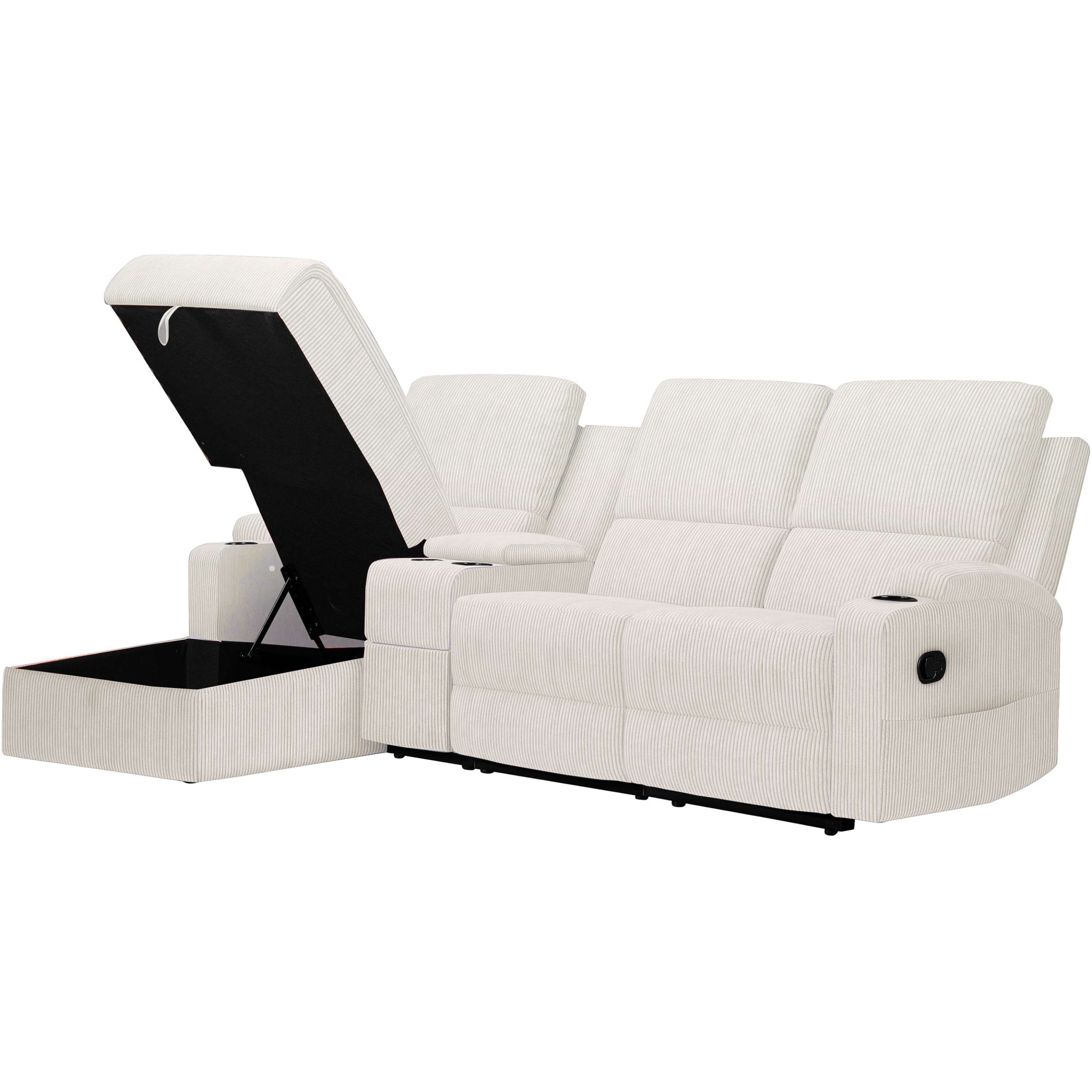 Home affaire Ecksofa »NAPORI Multimediasofa, 3er Kinosessel XXL, L-Form, Cord«, Kinosofa mit Relaxfunktion, Getränkehalter, Staufach und Staukasten