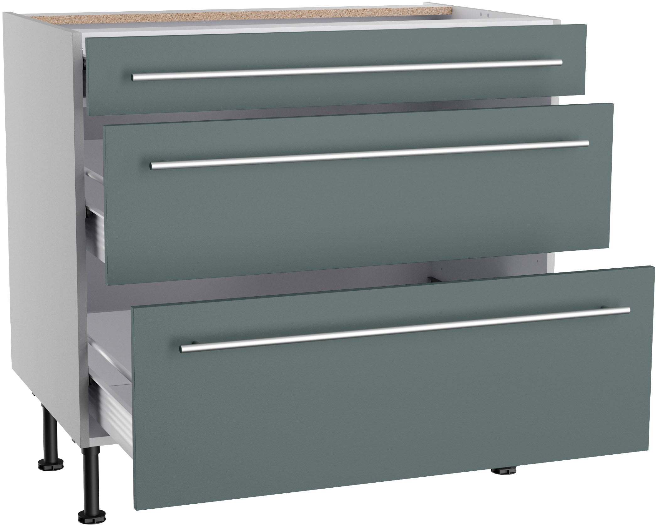 KOCHSTATION Unterschrank »KS-Bern2«, Breite 90 cm, 1 Schubkasten, 2 Auszüge