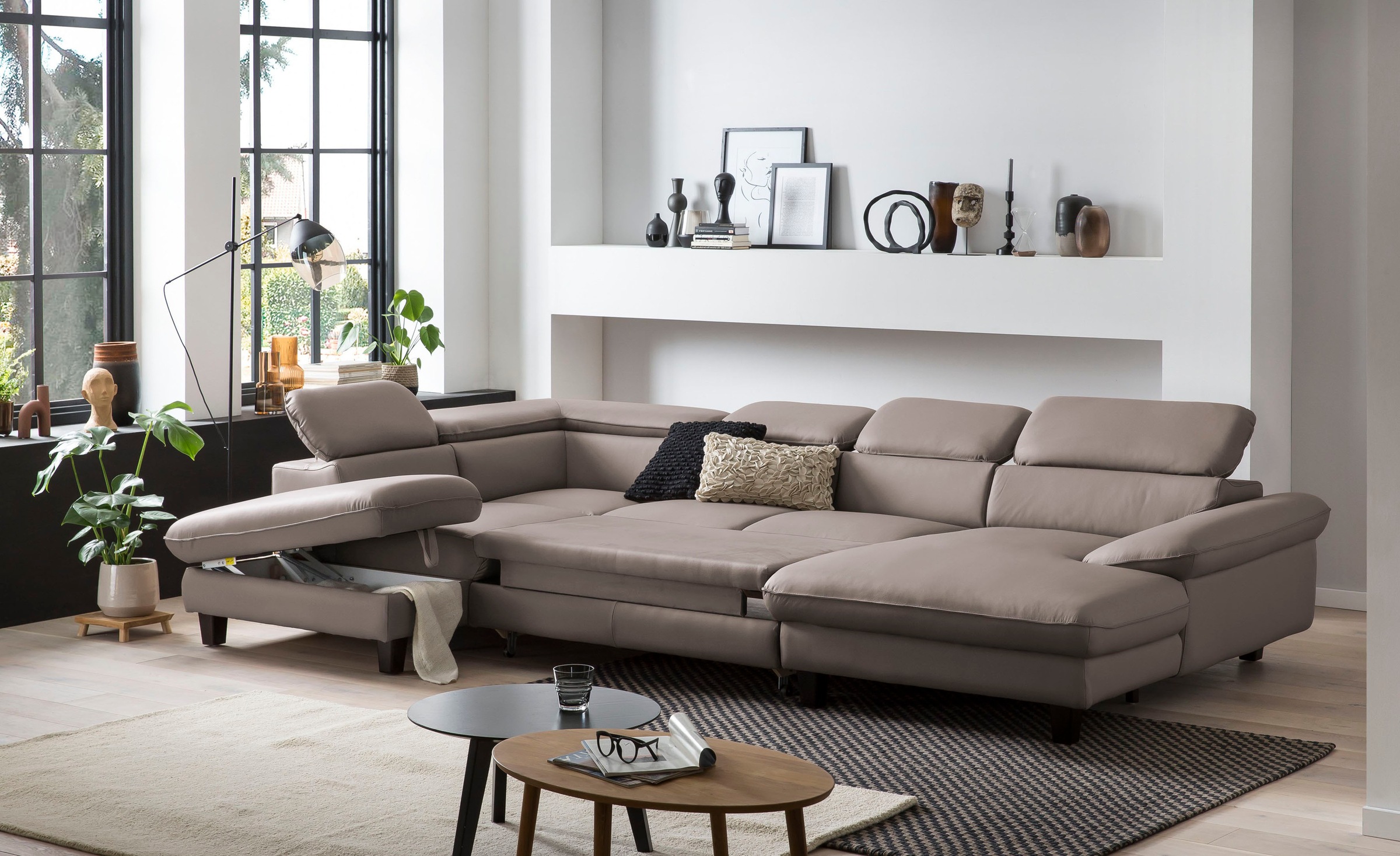 Home affaire Wohnlandschaft »Pilot U-Form«, mit Kopfteilverstellung, wahlweise mit Bettfunktion & Bettkasten