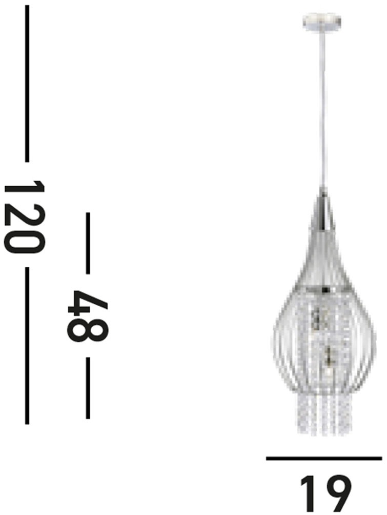Searchlight Hängeleuchte »Rocket 2Lt Pendant - Chrome Metal & Crystal« G9 1 Stk.