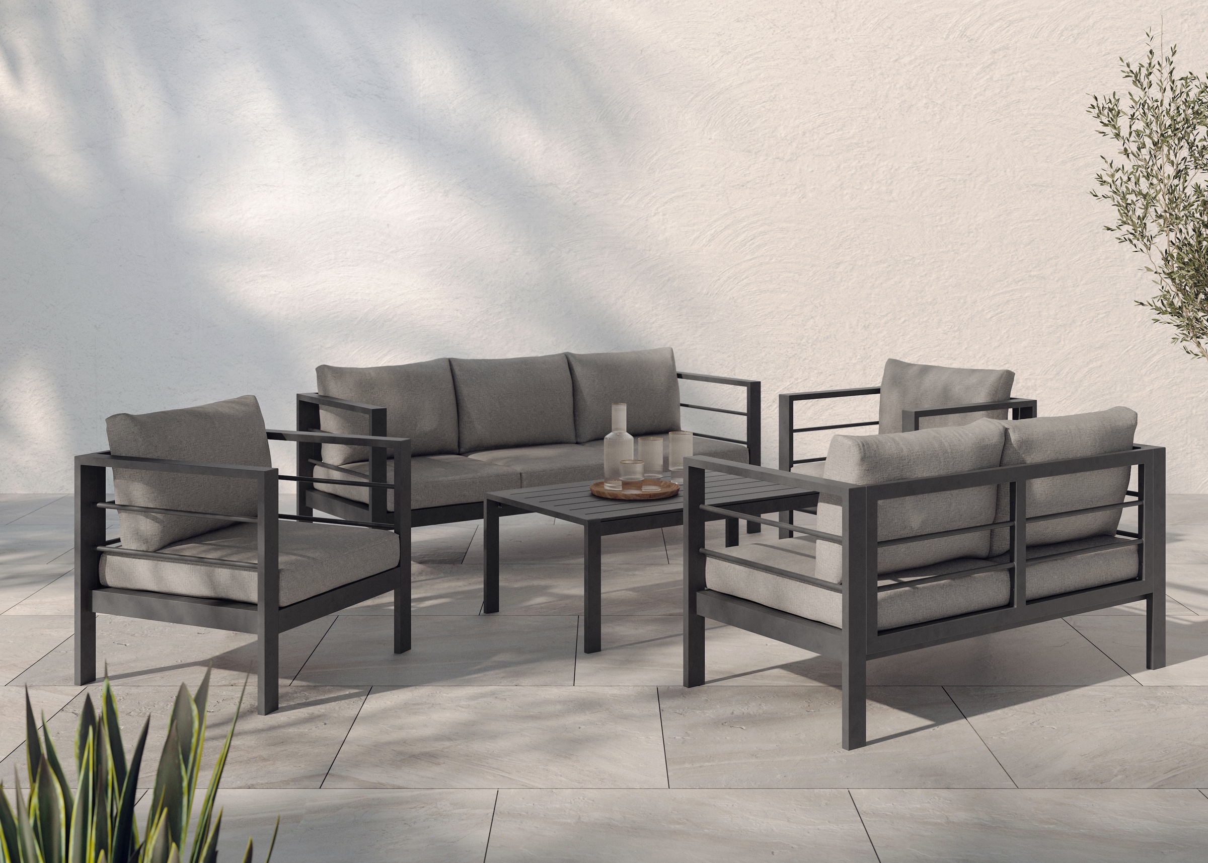 KONIFERA Gartenlounge-Set »»New Jersey«« Set, 1x 3er Sofa, 1x 2er Sofa, 2 S günstig online kaufen
