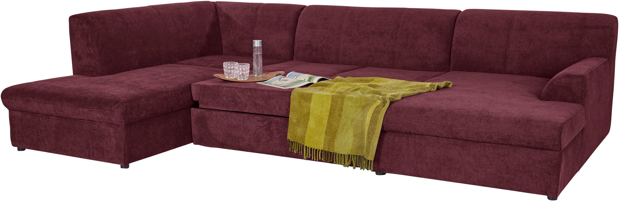 DOMO collection Wohnlandschaft »Topper, elegant und zeitlos, komfortabel, U-Form«, wahlweise mit Bettfunktion