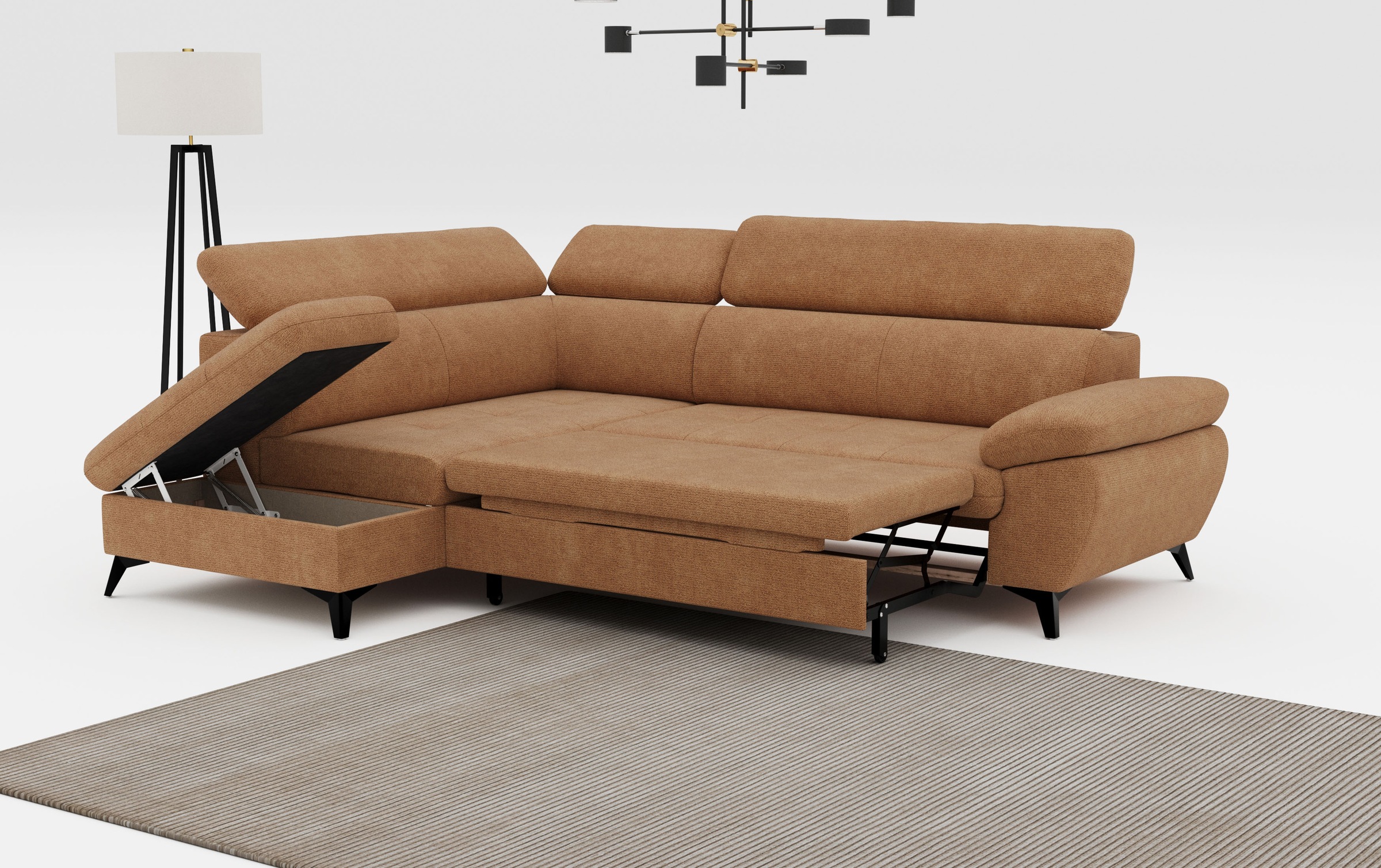 COTTA Ecksofa »Hudson L-Form«, mit Kopfteilverstellung, wahlweise mit Bettfunktion & Bettkasten