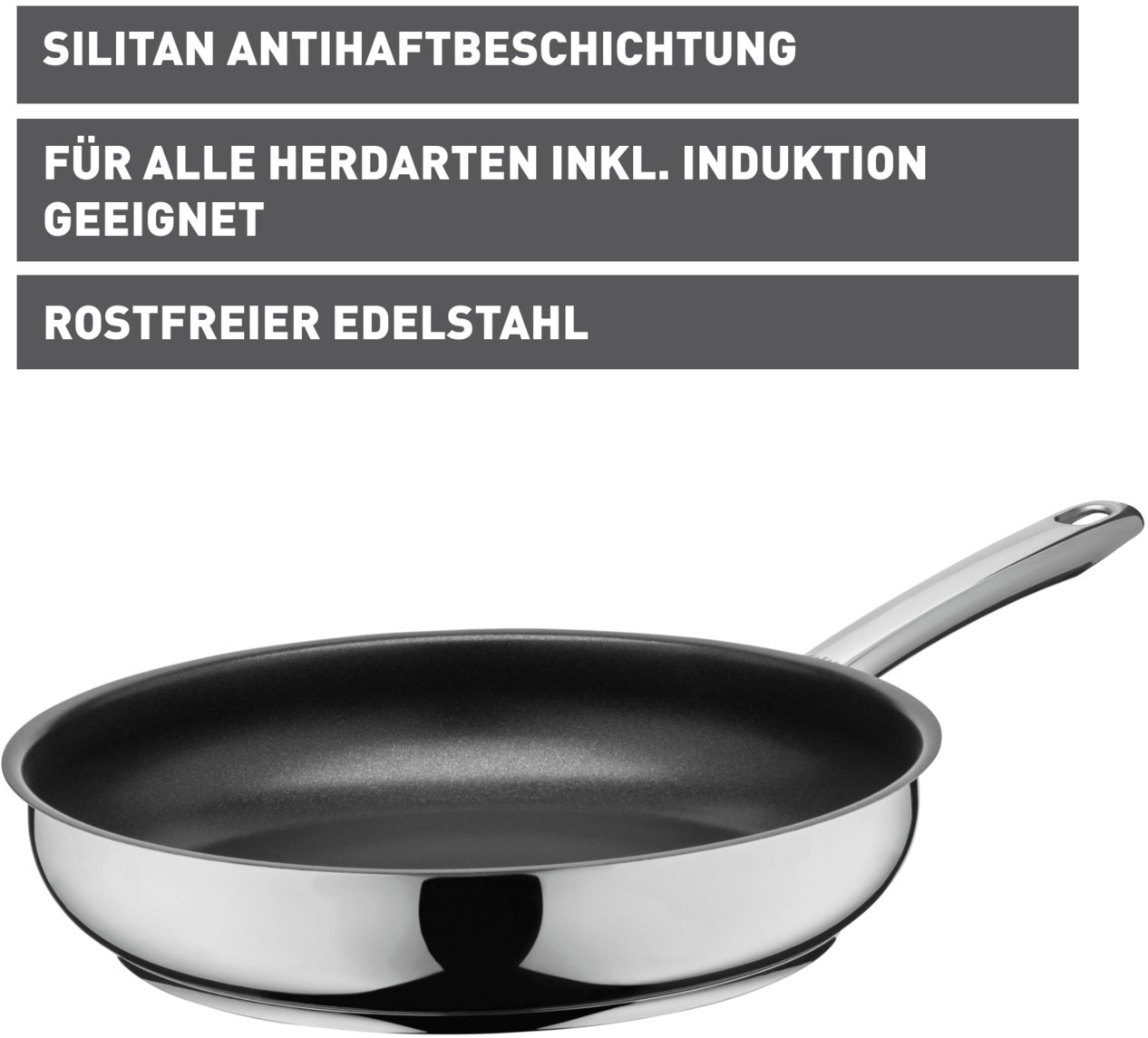 Silit Bratpfanne »Calabria Induktion«, Cromargan® Edelstahl Rostfrei 18/10, (1 tlg.), mit Antihaftbeschichtung, für alle Herdarten geeignet