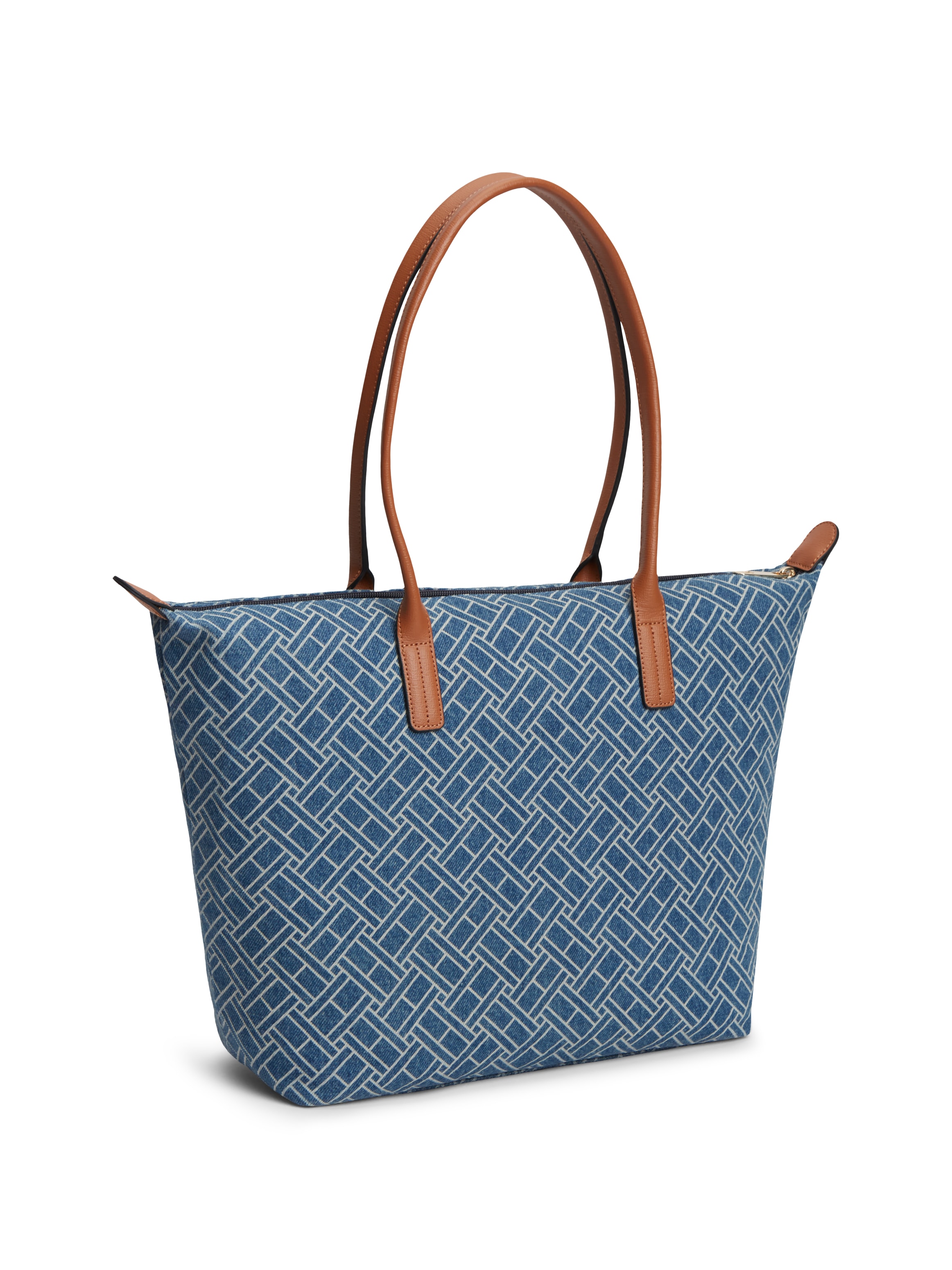 Tommy Hilfiger Tragetasche »POPETTE TOTE DENIM FLAG« Damen Handtasche, Schultertasche, Shopper mit modischem TH-Logomuster