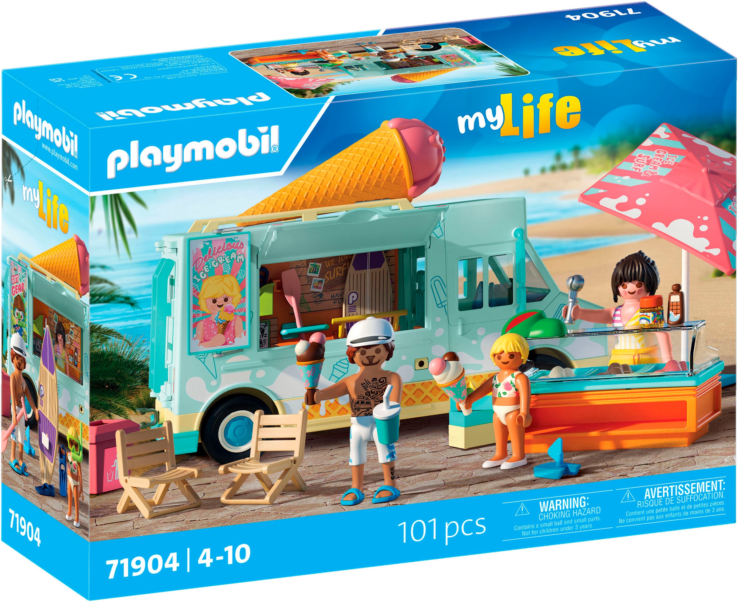 Playmobil® Konstruktions-Spielset »Ice Cream Truck mit Surfshop (71904), My Life«, (101 St.), Made in Germany
