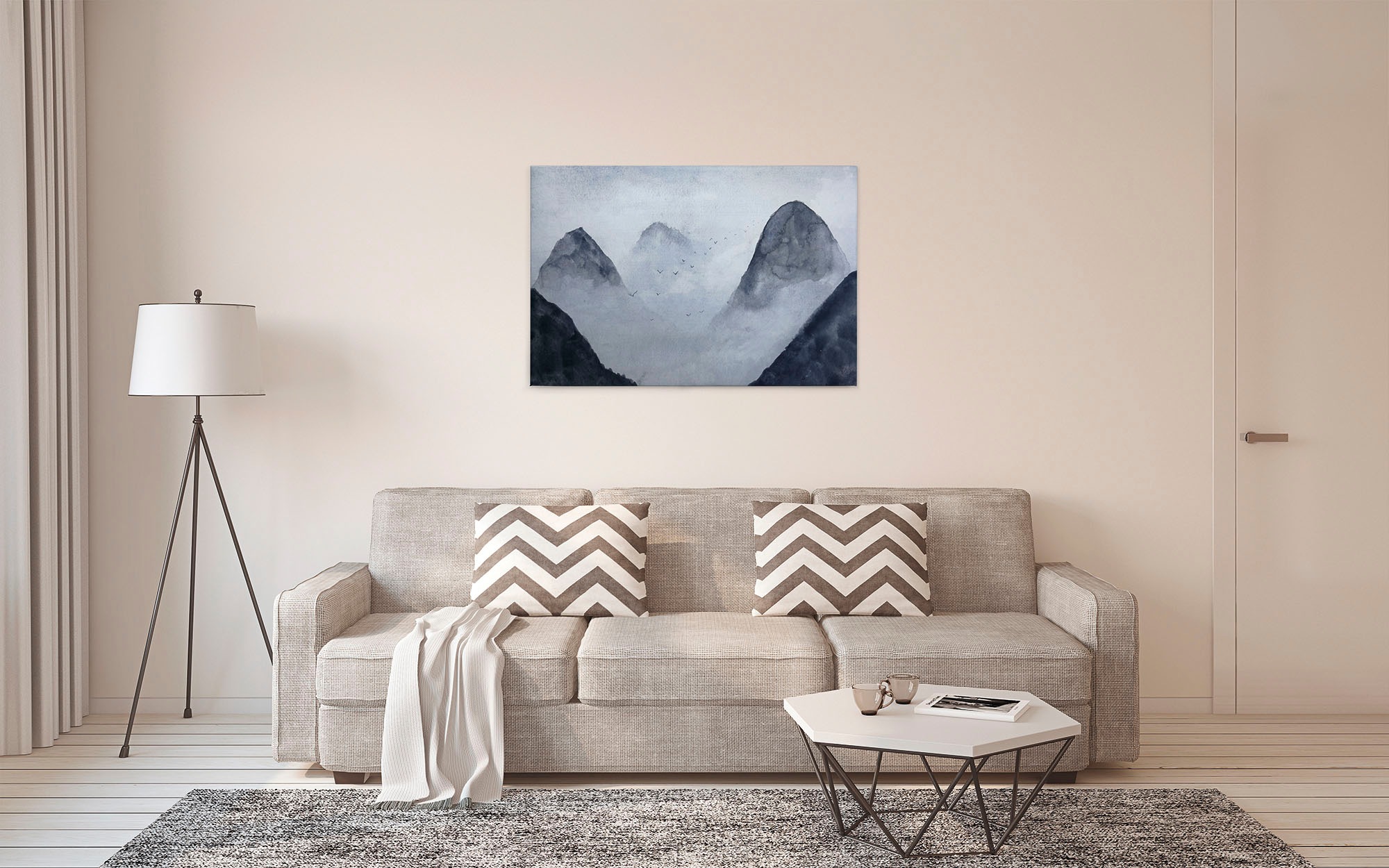 A.S. Création Leinwandbild »Misty Rocks«, Kunst-Berge-Kinder, (1 St.), Nebel Keilrahmen Berg Gebirge Landschaft Leinwand-Bild Wohnzimmer Wand