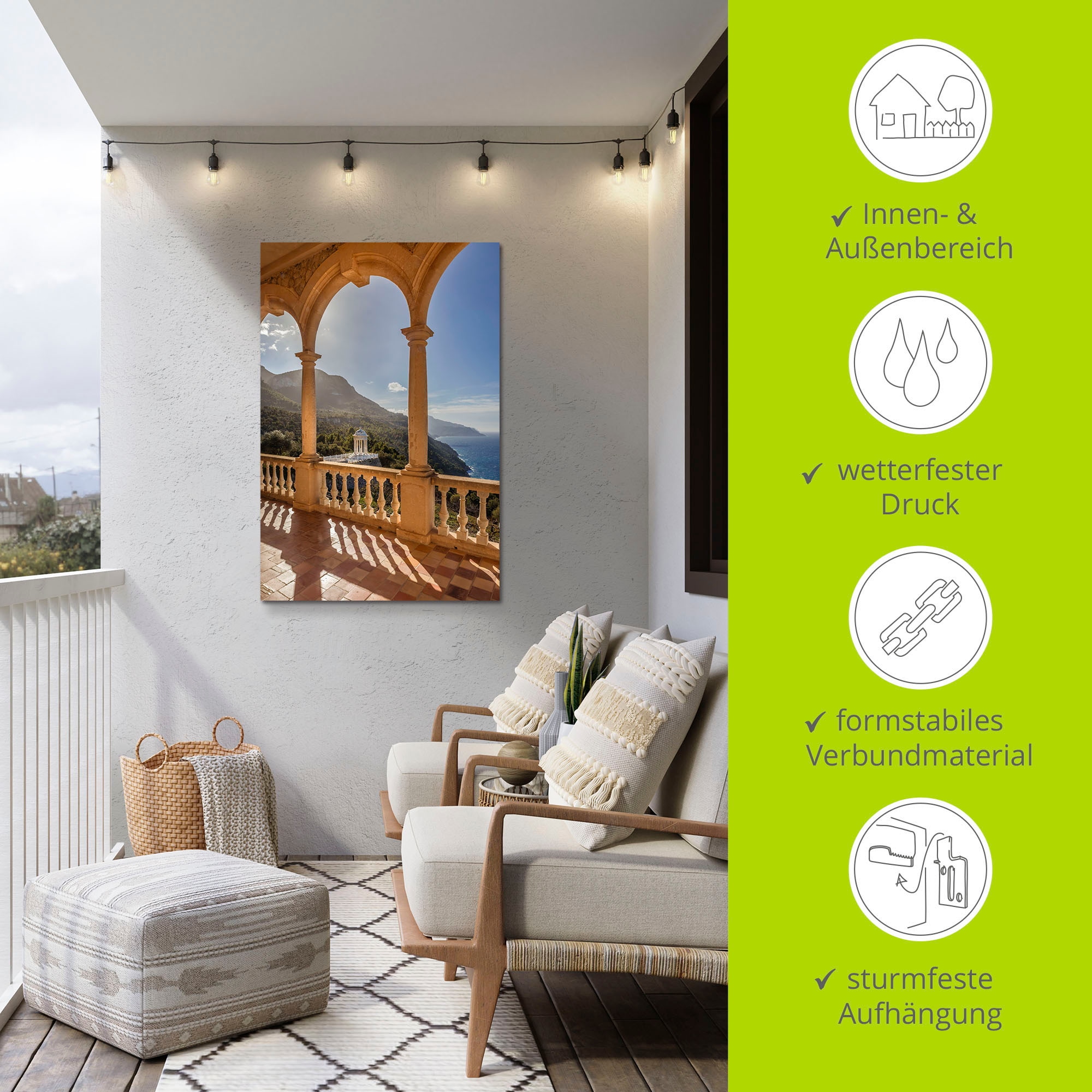 Artland Wandbild »Herrenhaus Son Marroig Küste, Mallorca«, Elemente der Architektur, (1 St.), als Alubild, Outdoorbild, Wandaufkleber in verschied. Größen