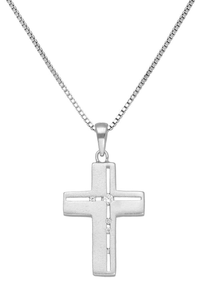 Glaube, Kreuz, Geschenk, mit kaufen im Firetti Zirkonia »Schmuck Anhänger satiniert«, Online-Shop Kette religiös, mit