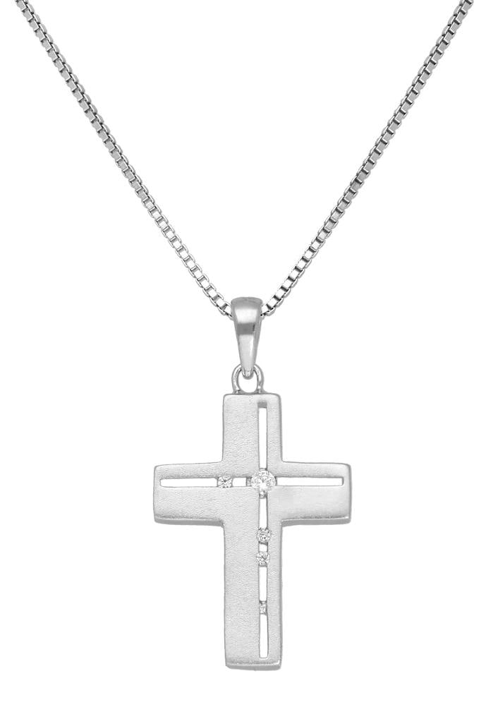 Firetti Kette mit Anhänger »Schmuck Geschenk, Kreuz, Glaube, religiös,  satiniert«, mit Zirkonia im Online-Shop kaufen