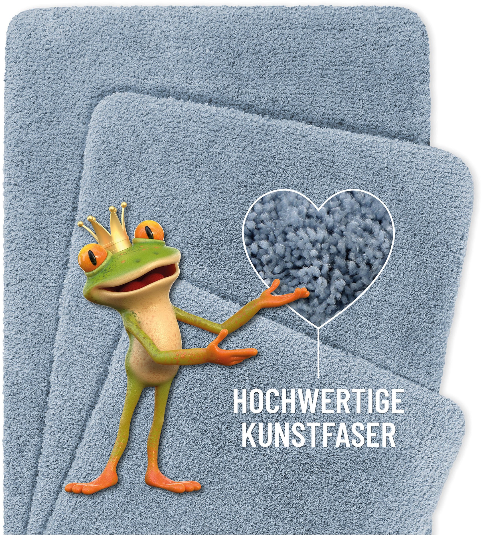 Homie Living Badematte »Porto Azzurro« Höhe 30 mm rutschhemmend beschichtet fußbodenheizungsgeeignet | schnell trocknend Badteppich, uni, rechteckig & rund, waschbar, Badezimmerteppich