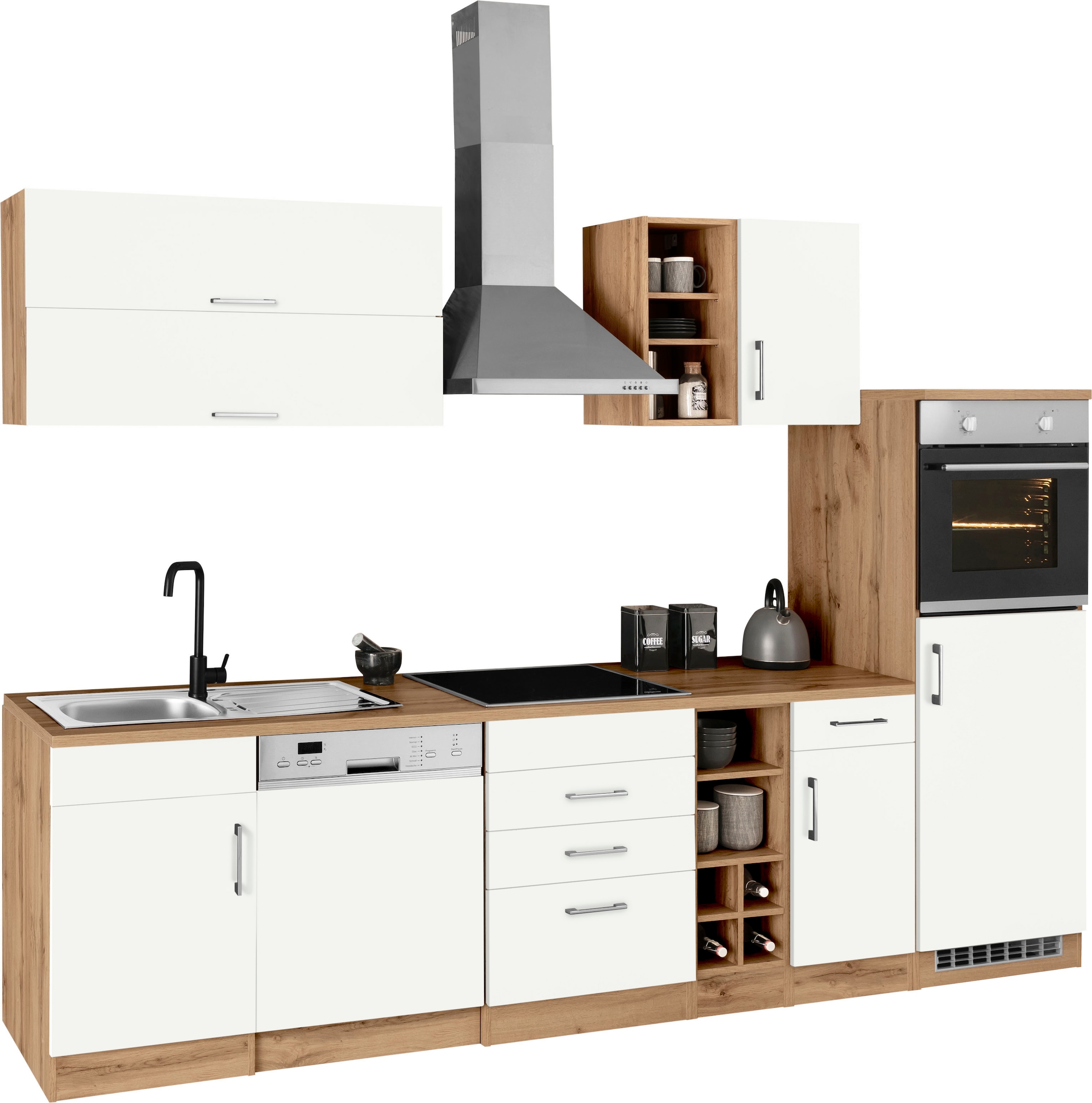 KOCHSTATION Küchenzeile »KS-Colmar«, mit E-Geräten, Breite 300 cm