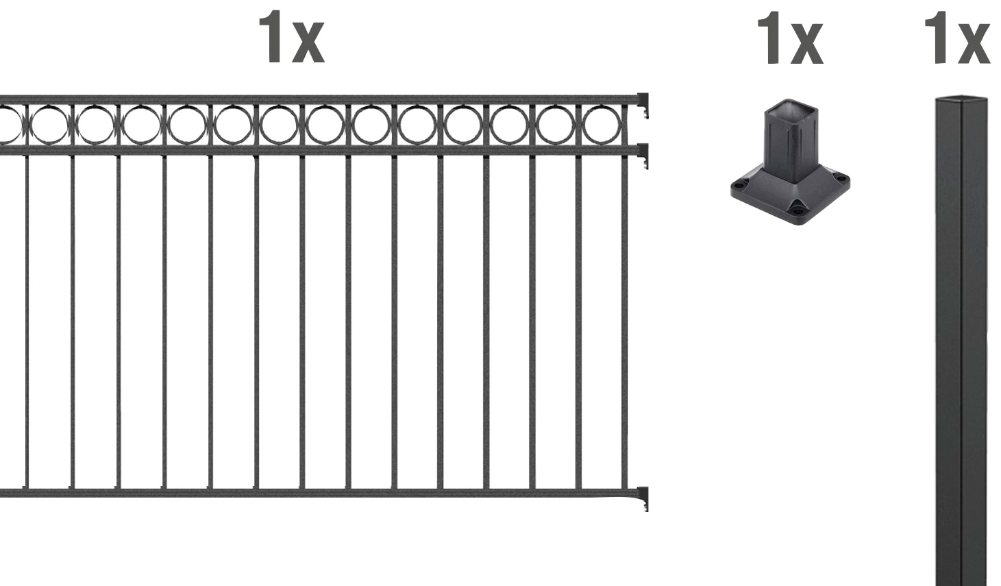 Alberts Metallzaun »Anbauset Circle«, Höhe: 100 und 120 cm, Breite: 200 cm, zum Aufschrauben