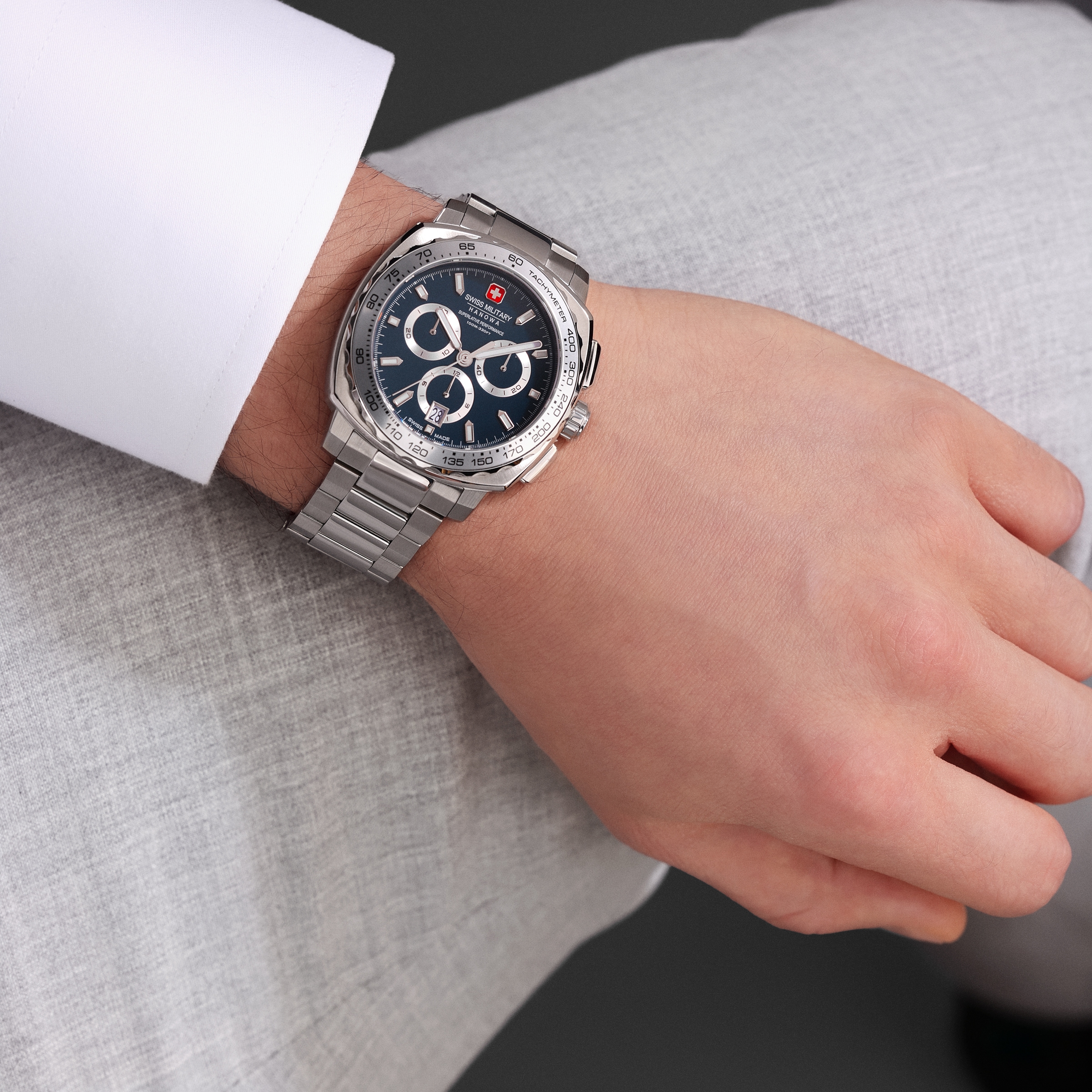 Swiss Military Hanowa Chronograph »Speedwell« Quarzuhr, Armbanduhr, Herrenuhr, Swiss Made, Edelstahlarmband, analog