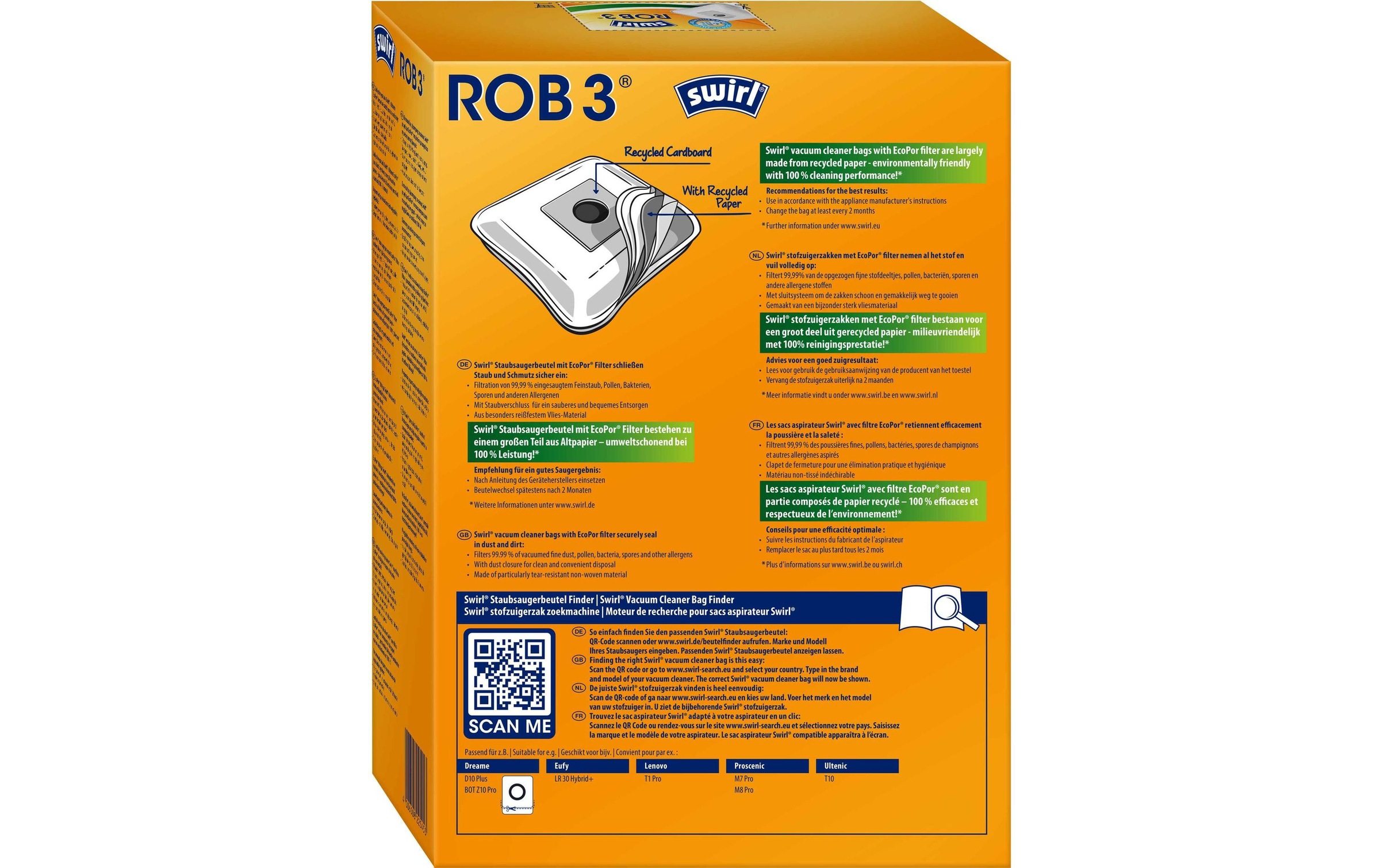 Swirl Staubsaugerbeutel »ROB 3 4 Stück«