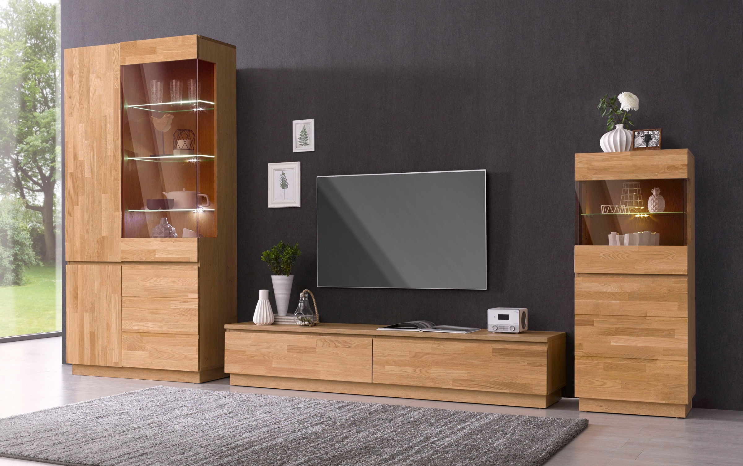 Home affaire Vitrine, Höhe 184 cm, teilmassiv, FSC-zertifiziert günstig online kaufen