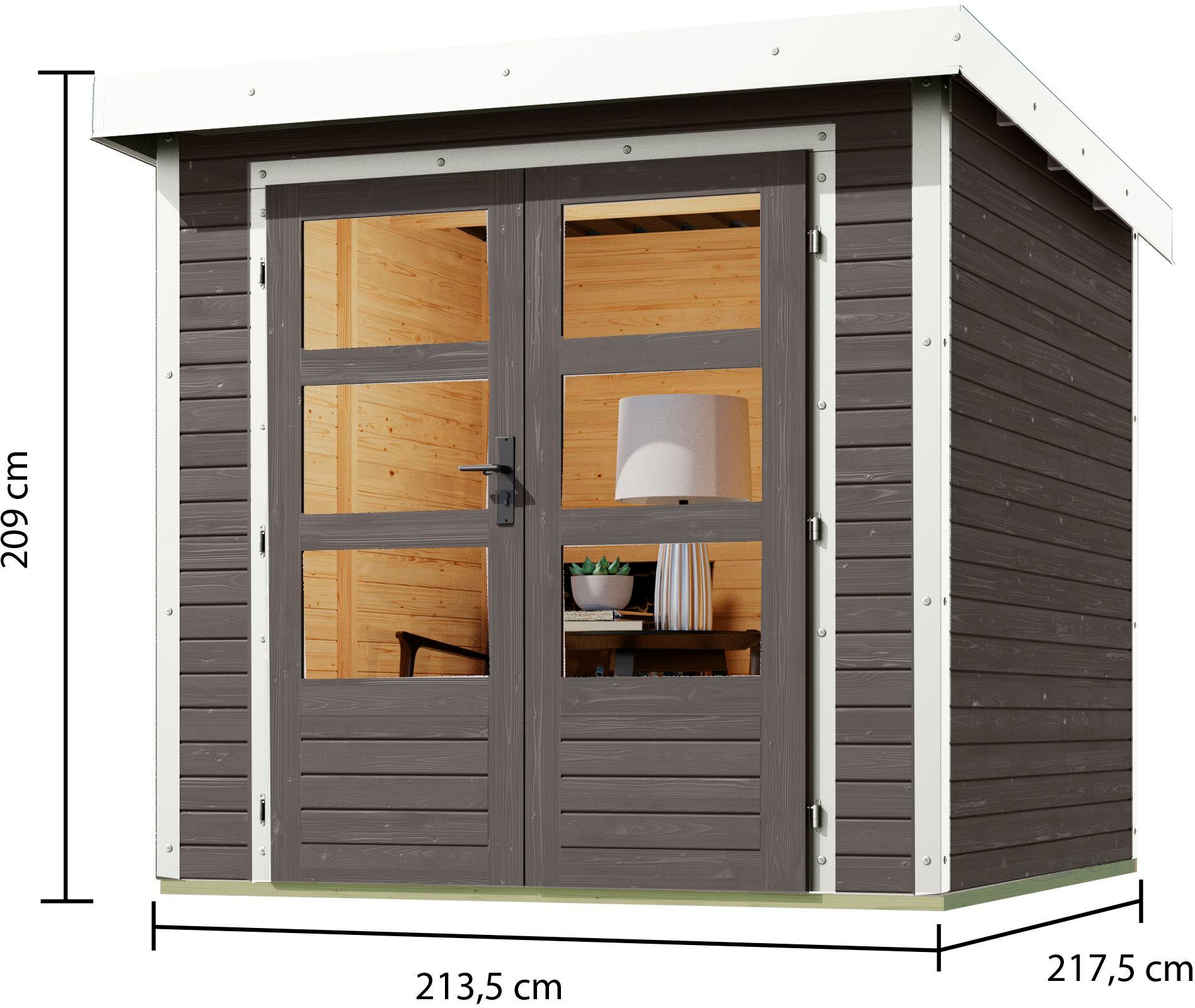 Karibu Gartenhaus »"Jupiter B"«, terragrau/weiß