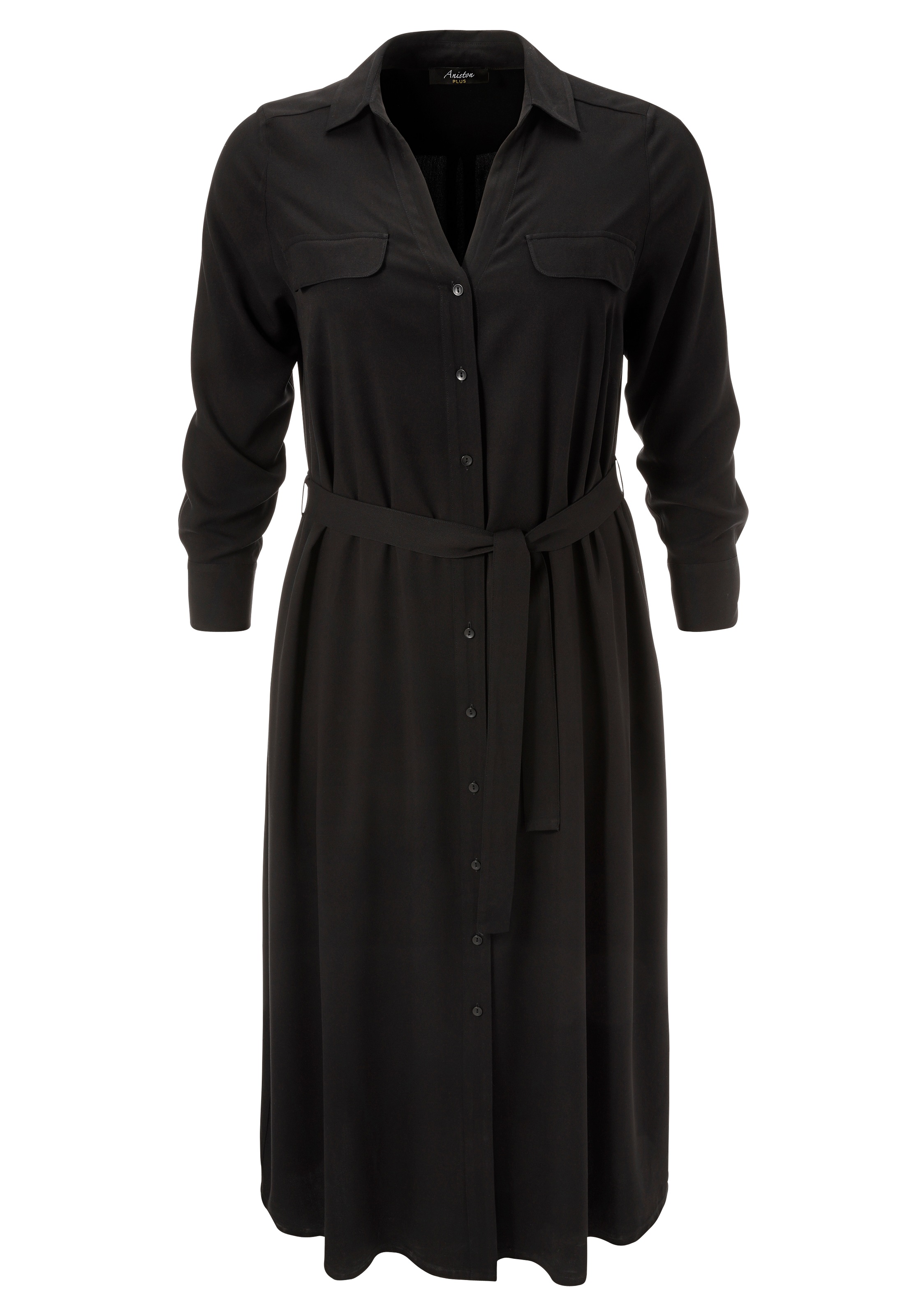 Aniston PLUS Blusenkleid, durchgeknöpftes Kleid aus weich fallender Viskose - NEUE KOLLEKTION