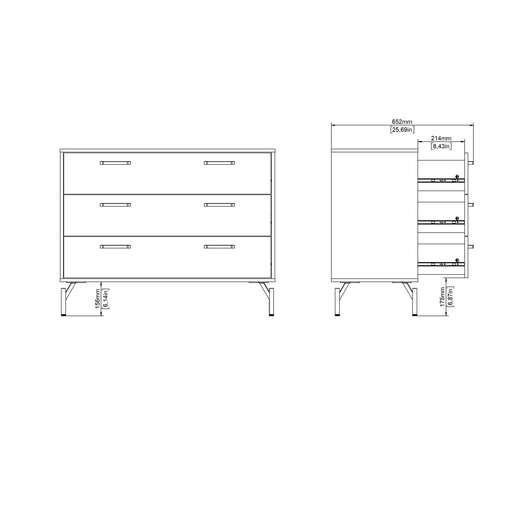INOSIGN Kommode »Dana, Aufbewahrung, Schubladenschrank, Stauraum«, Sideboard mit 3 Schubladen, Metallbeine, Breite 99 cm