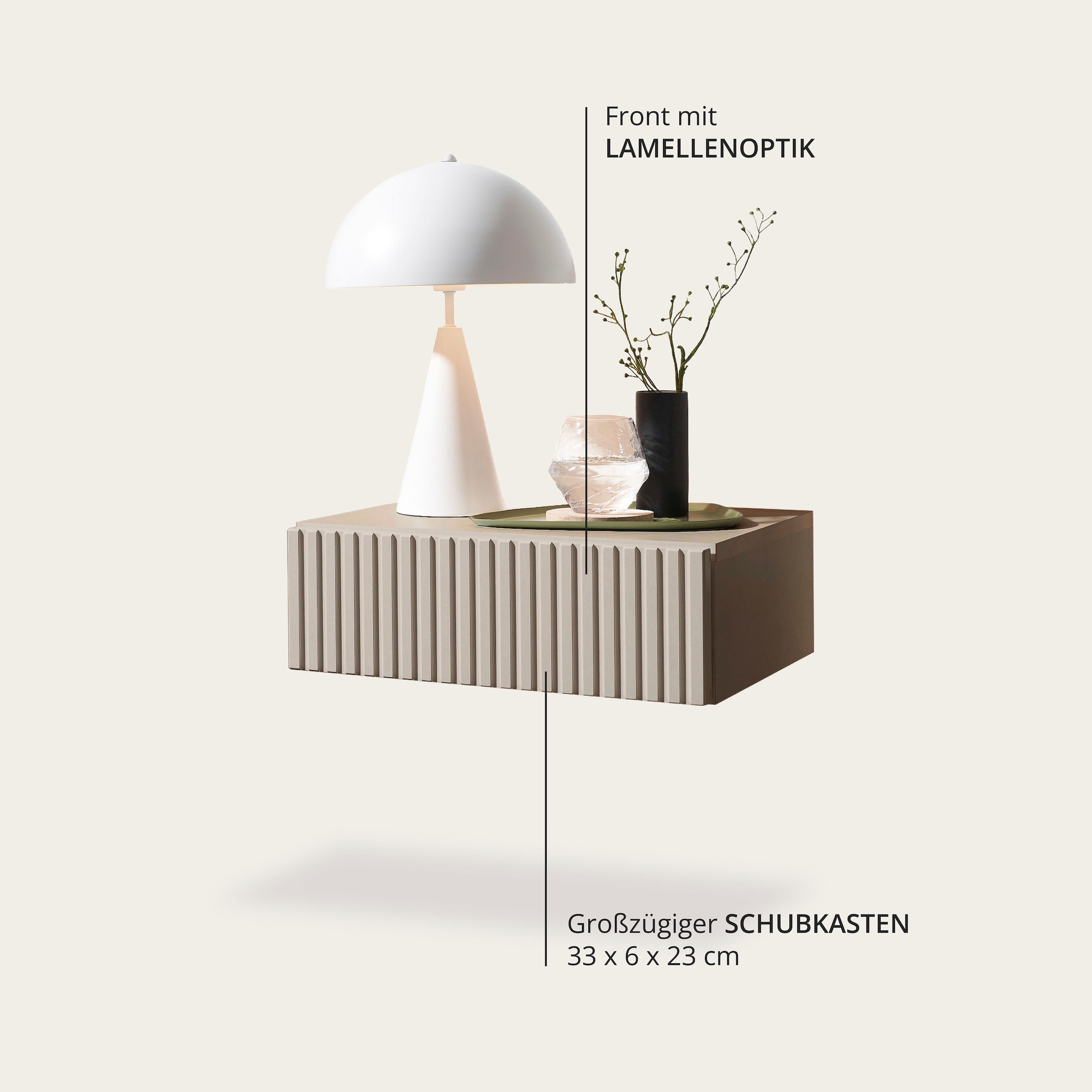 Schlafkontor Nachtkommode »Taboni Nachttisch, Nachtkonsole mit Push-to-open« Wandmontage