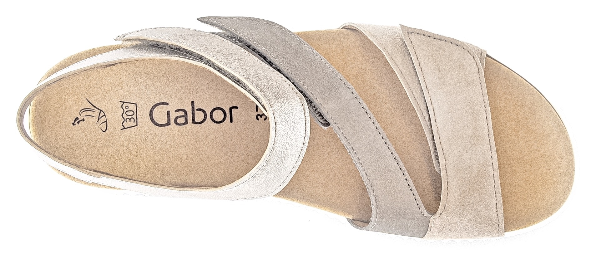 Gabor Keilsandalette  , Sommerschuh, Riemchensandale mit regulierbaren Klettriemchen