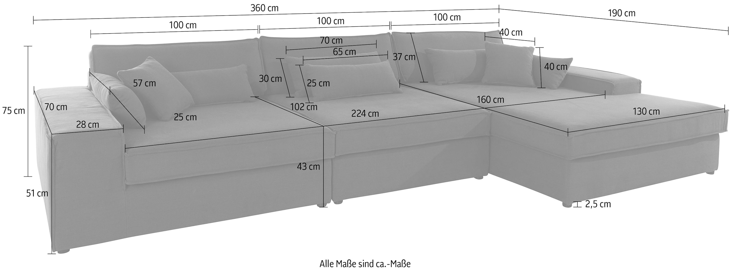 RAUM.ID Ecksofa »Enid L-Form«, 3 Teile, bestehend aus Modulen, in vielen Bezügen, auch in Breitcord